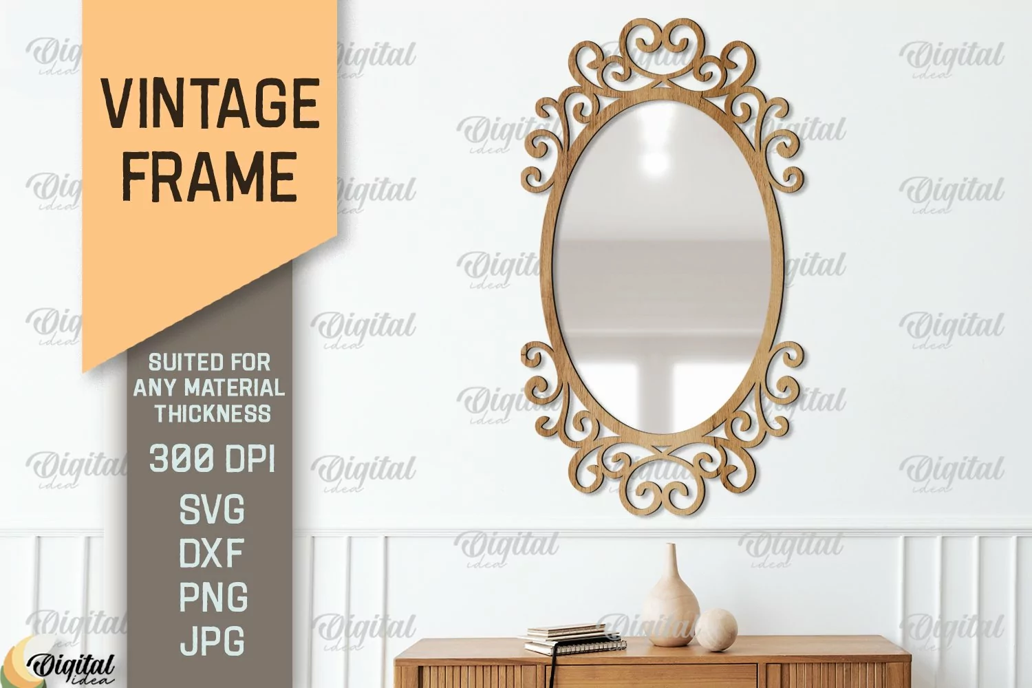 Vintage Frame SVG. 3D Mirror Frame Laser Cut product image 1