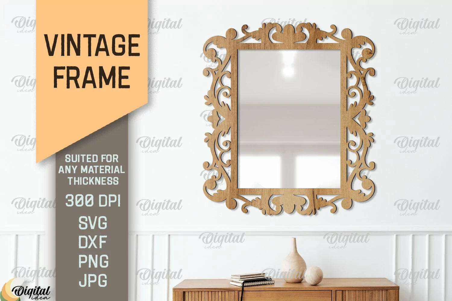 Vintage Frame SVG. 3D Mirror Frame Laser Cut product image 1
