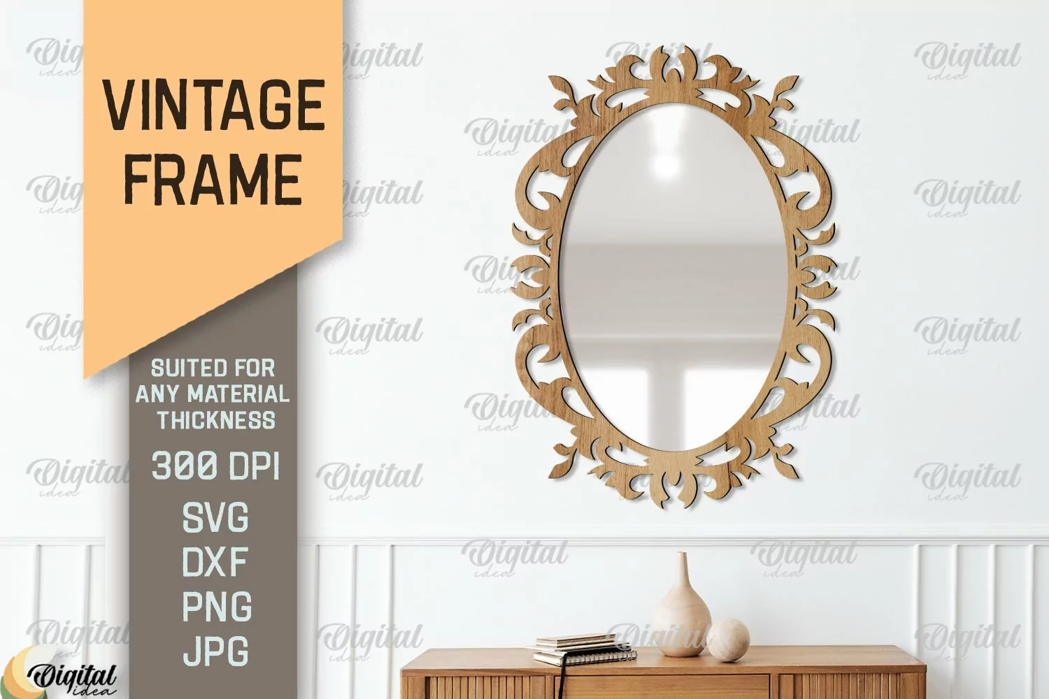 Vintage Frame SVG. 3D Mirror Frame Laser Cut product image 1