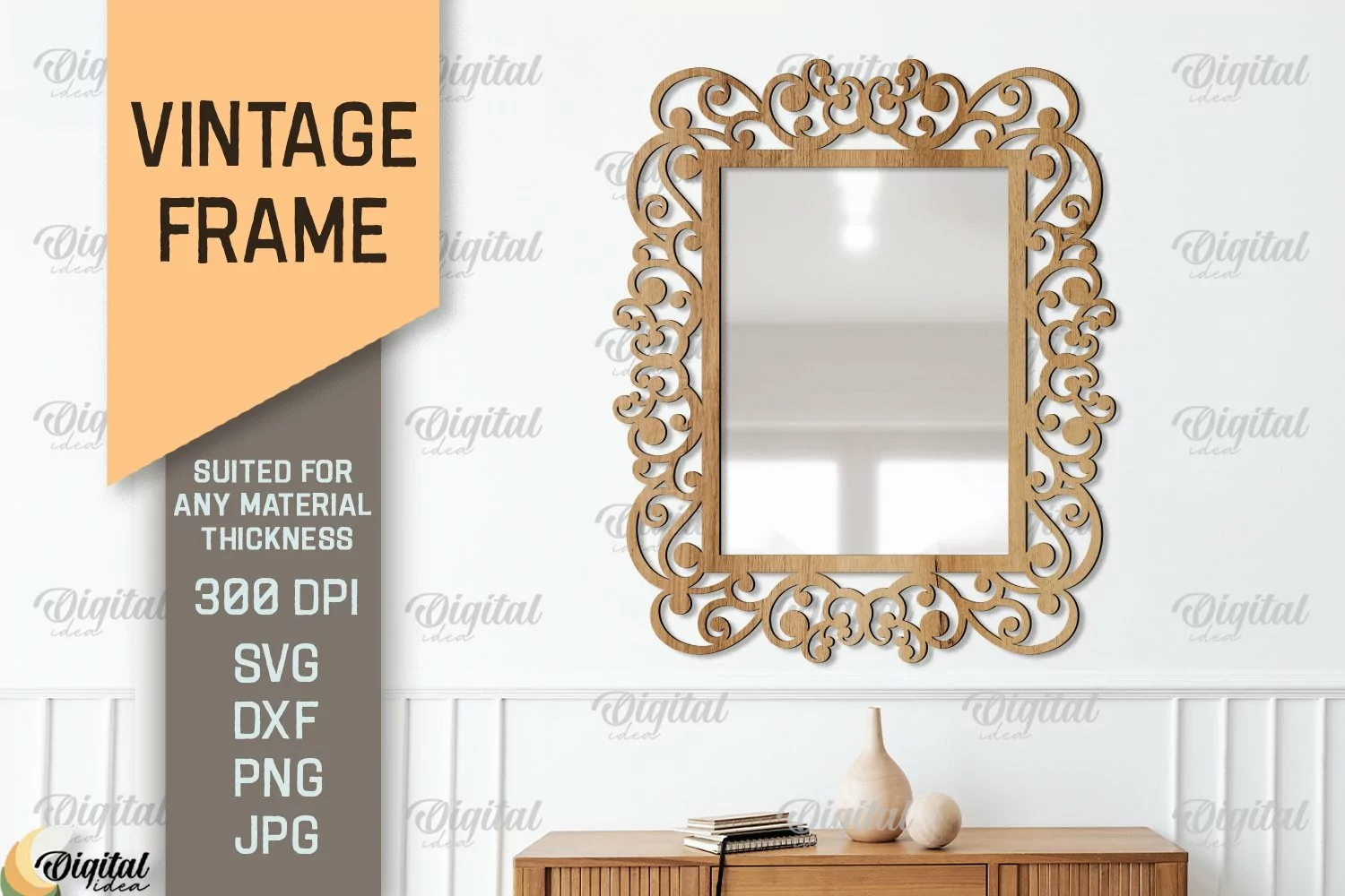 Vintage Frame SVG. 3D Mirror Frame Laser Cut product image 1