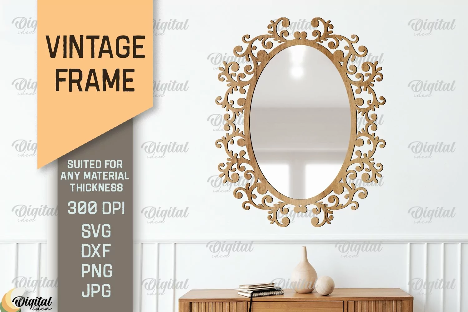 Vintage Frame SVG. 3D Mirror Frame Laser Cut product image 1