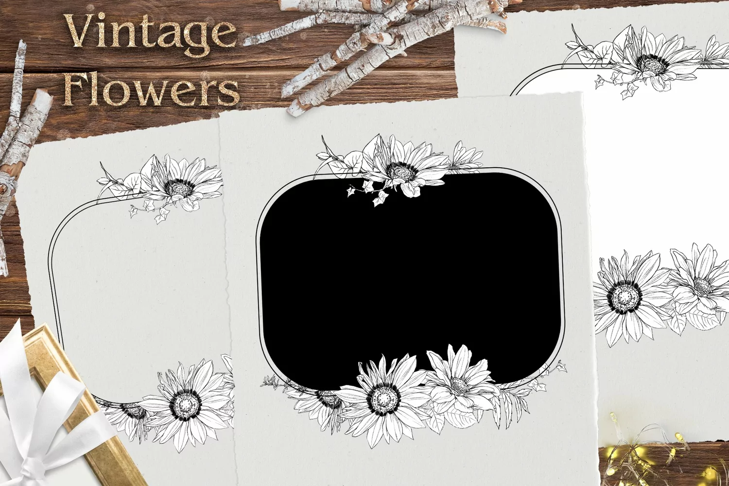 Vintage flowers Frame print Png product image 1