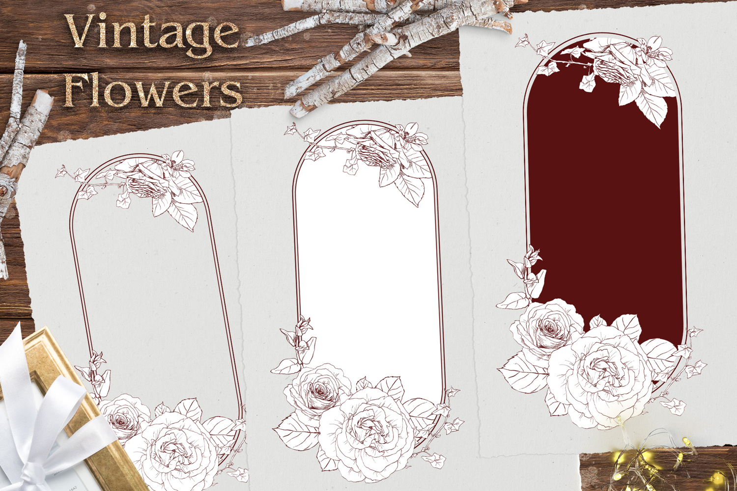 Vintage flowers Frame print Png product image 1