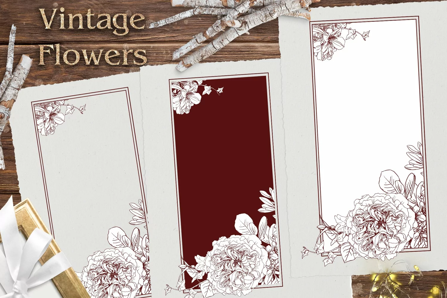 Vintage flowers Frame print Png product image 1