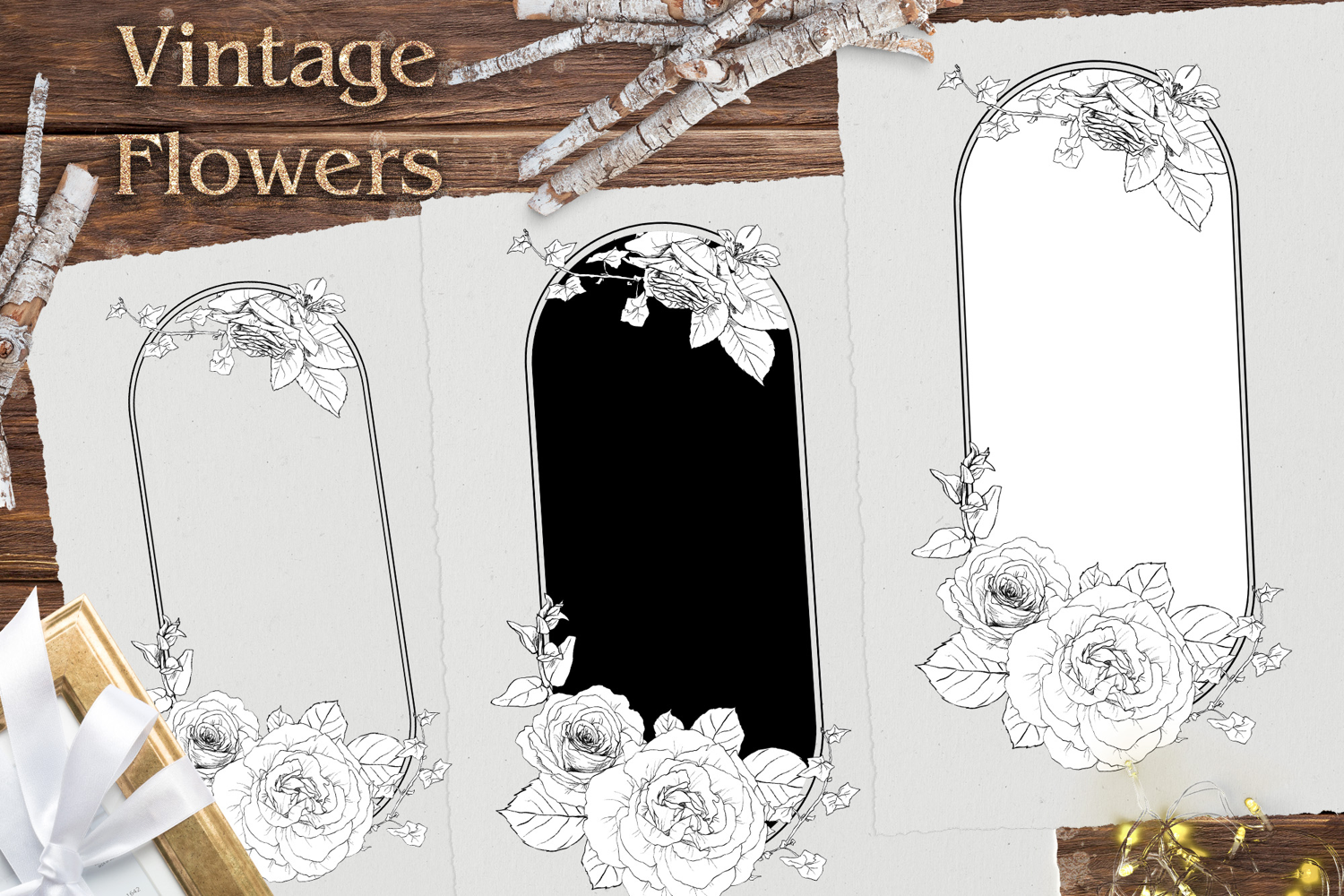 Vintage flowers Frame print Png product image 1