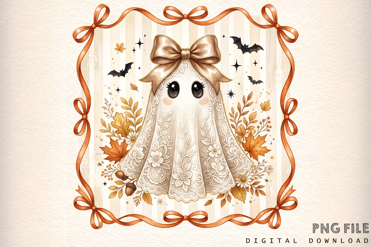 Vintage Ghost Png, Autumn Lace Ghost Png product image 1