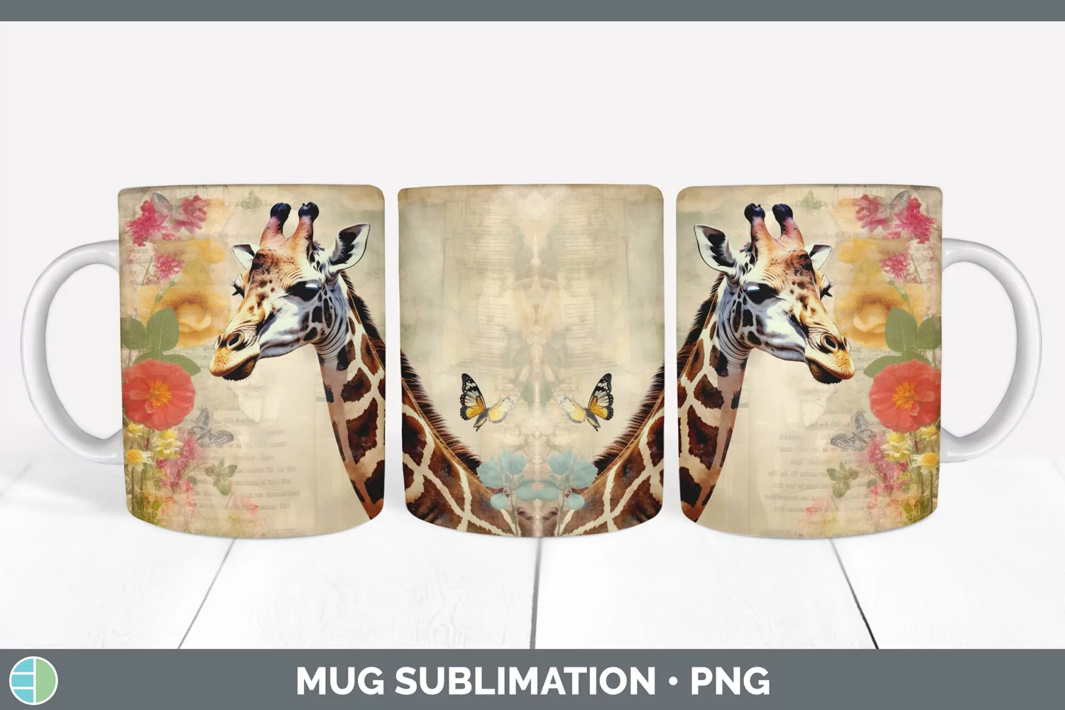 GorgeousDecoupage Giraffes Mug Wrap design.
