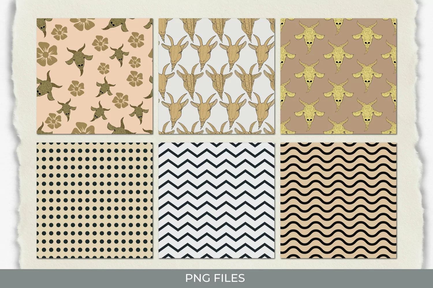 Vintage Goat Seamless Pattern Paper Packs product image 1