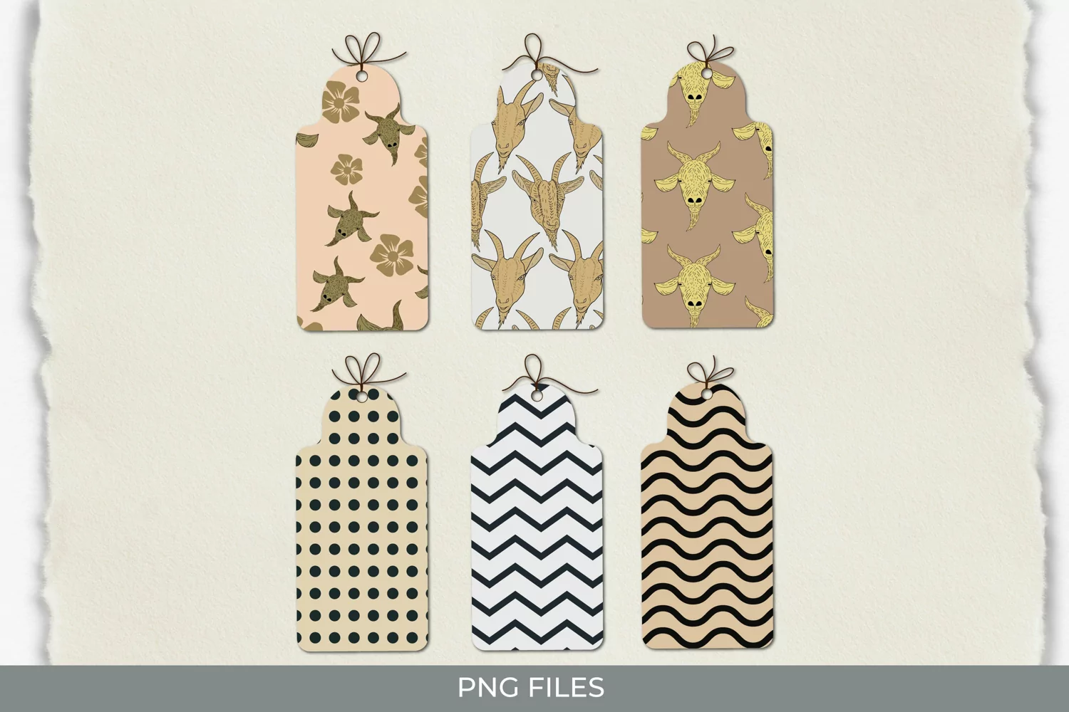 Vintage Goat Seamless Pattern Shaped Tags product image 1