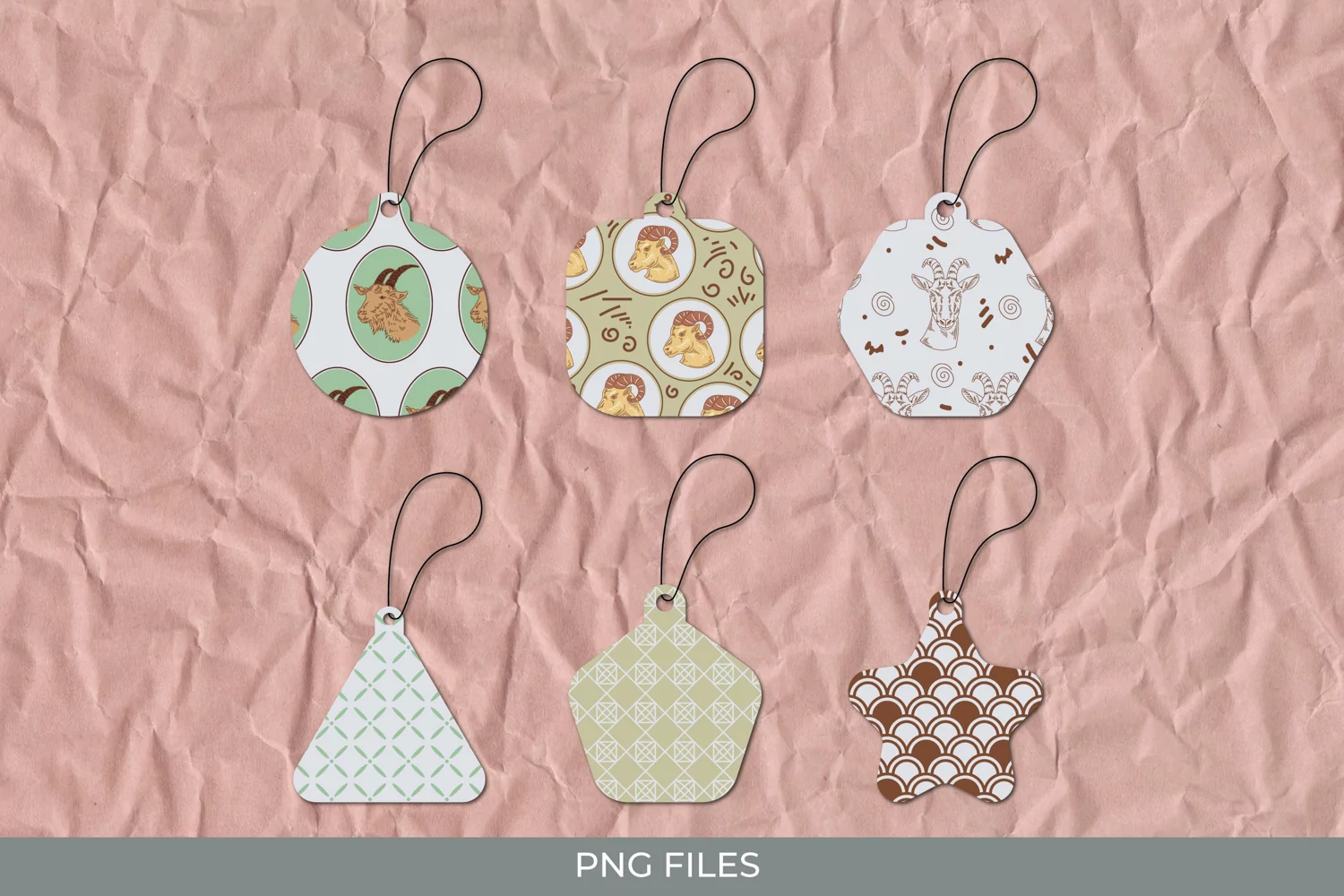 Vintage Goat Seamless Pattern Shaped Tags product image 1