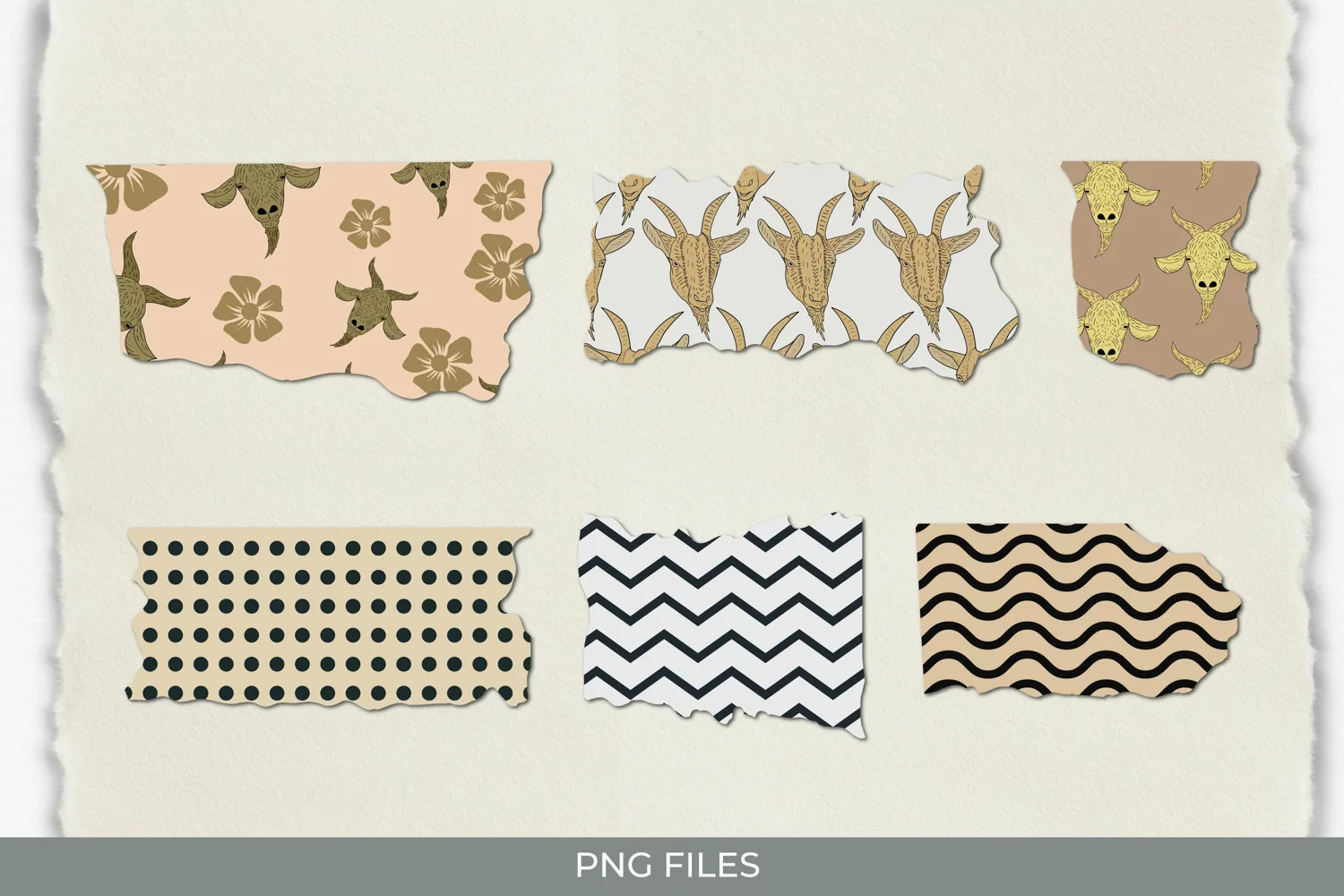 Vintage Goat Seamless Pattern Torn Paper product image 1