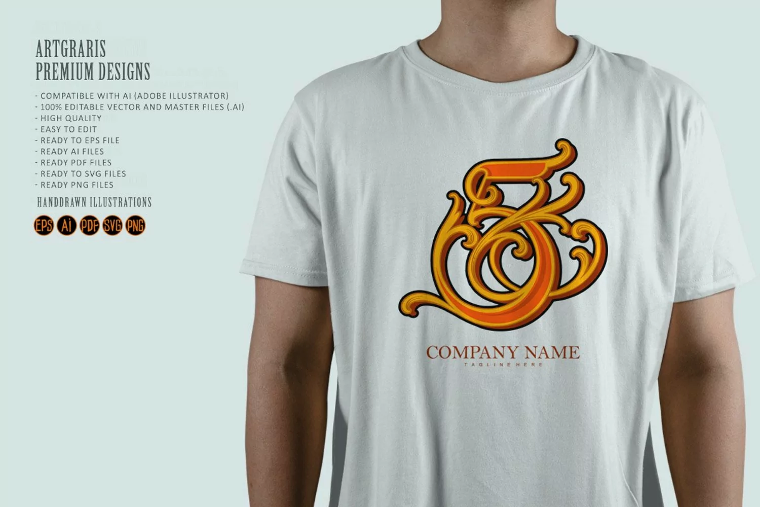 Vintage gold flourish number five monogram logo product image 1