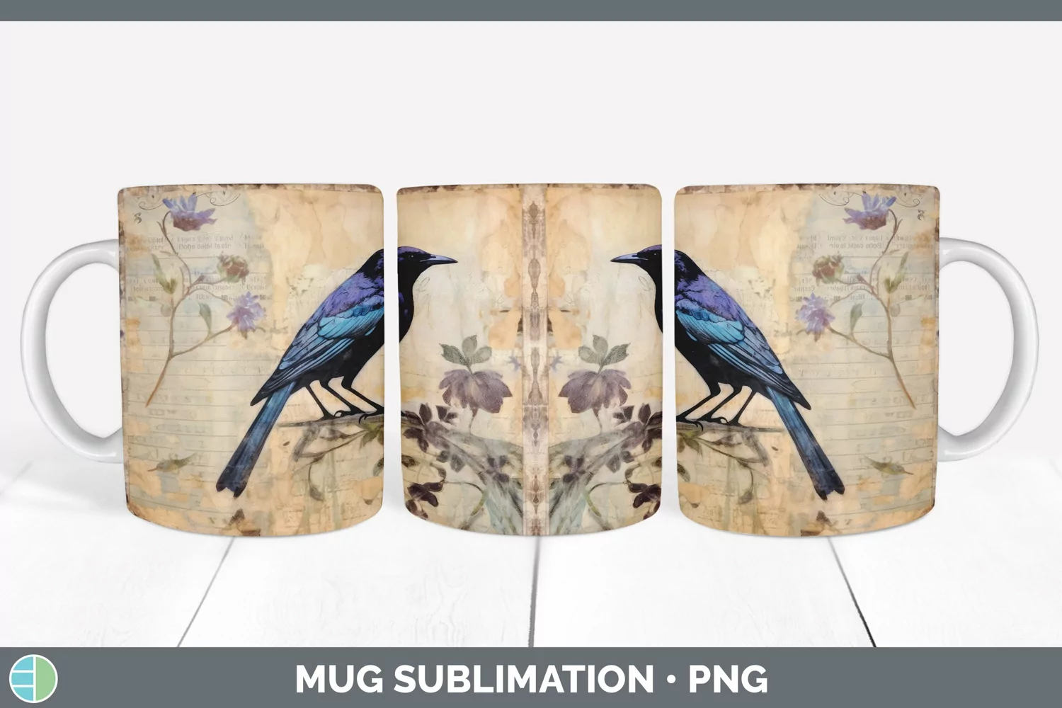 GorgeousDecoupage Grackles Mug Wrap design.