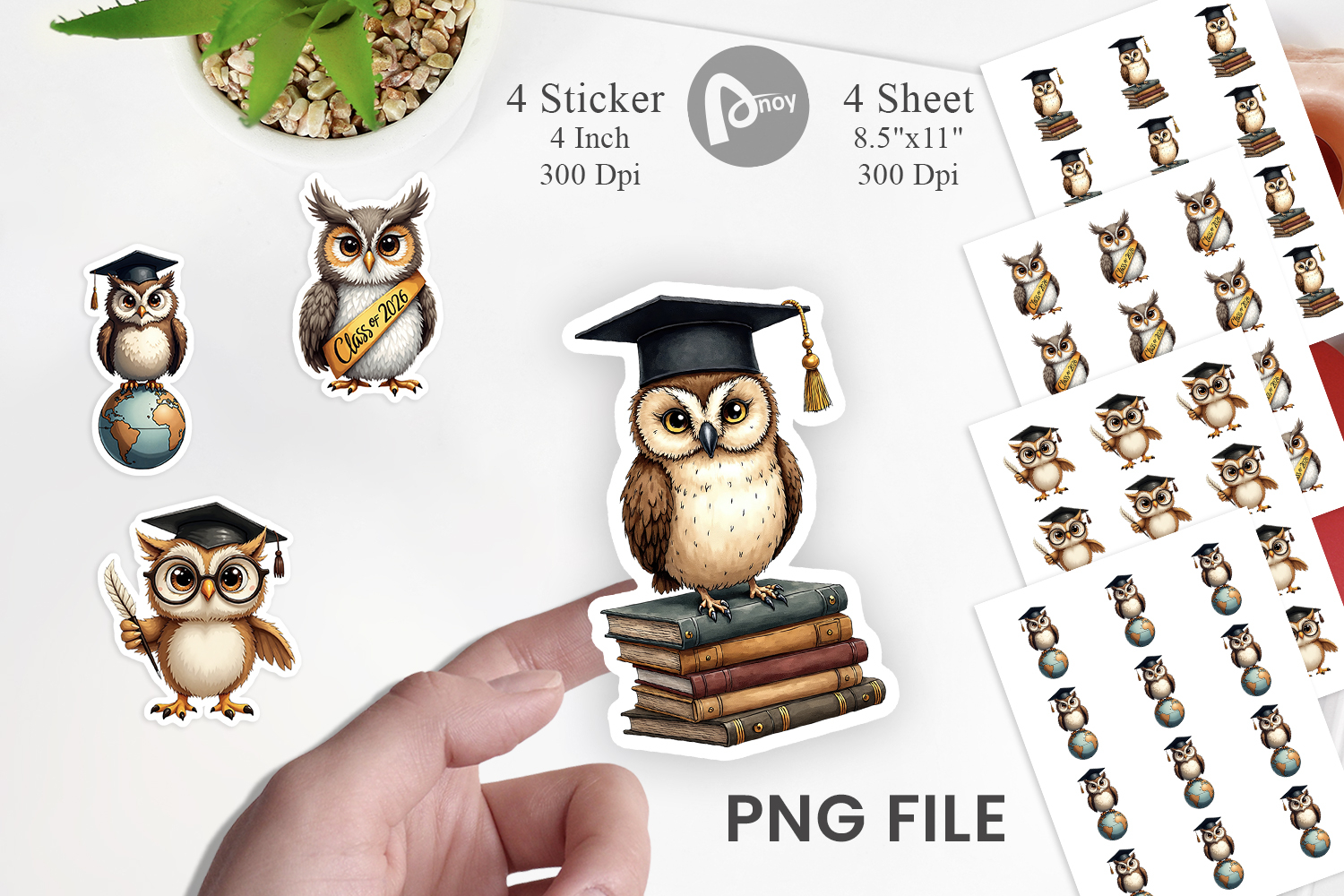 Vintage Graduation Owls Sticker product image 1