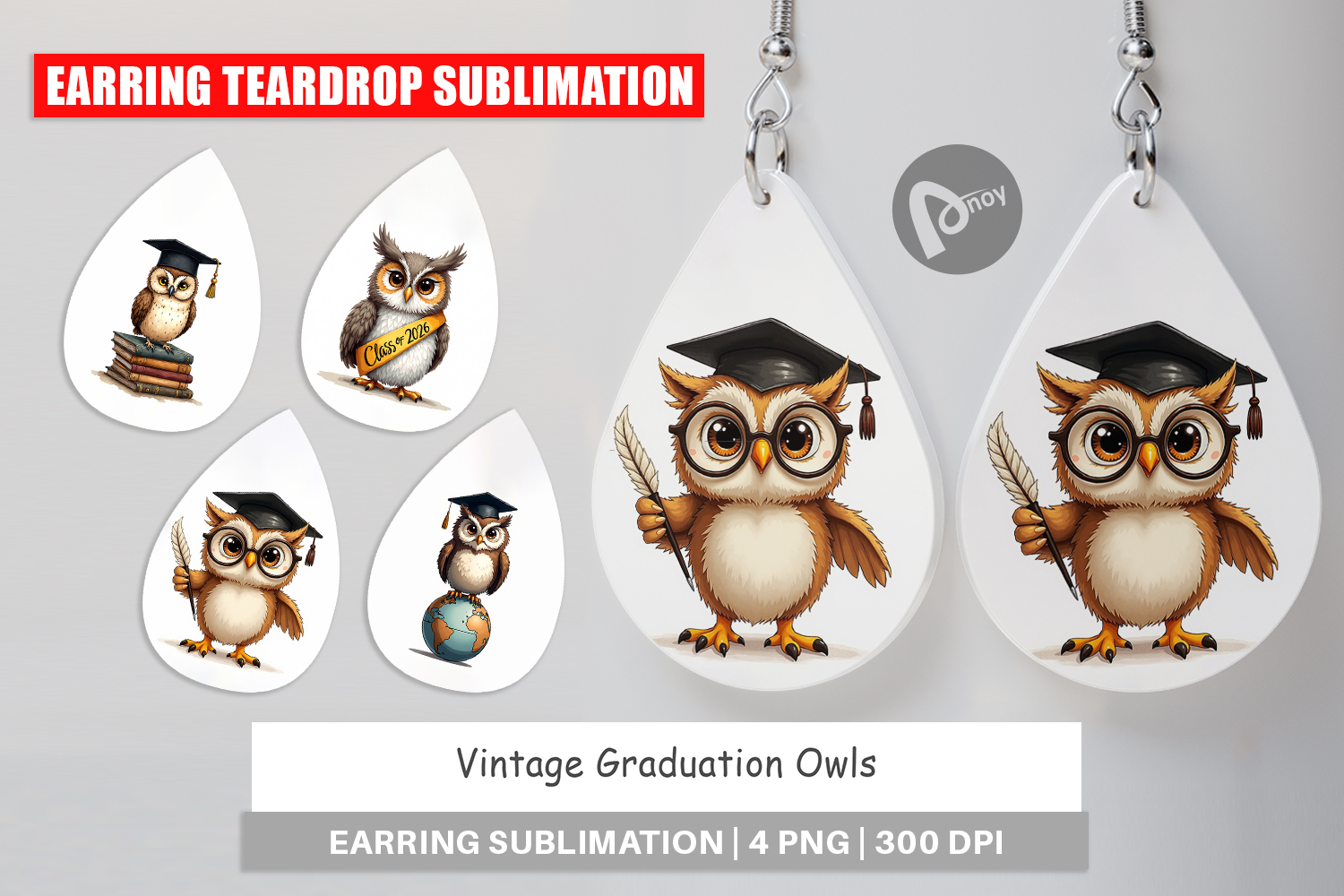 Vintage Graduation Owls Earring product image 1