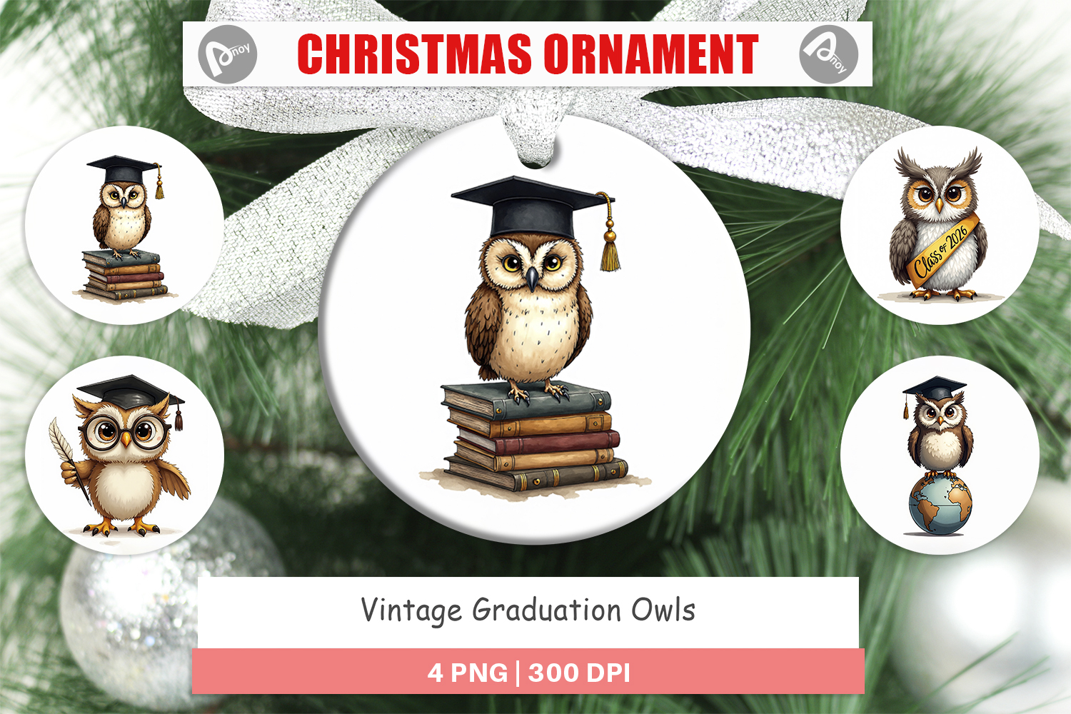 Vintage Graduation Owls Ornament product image 1