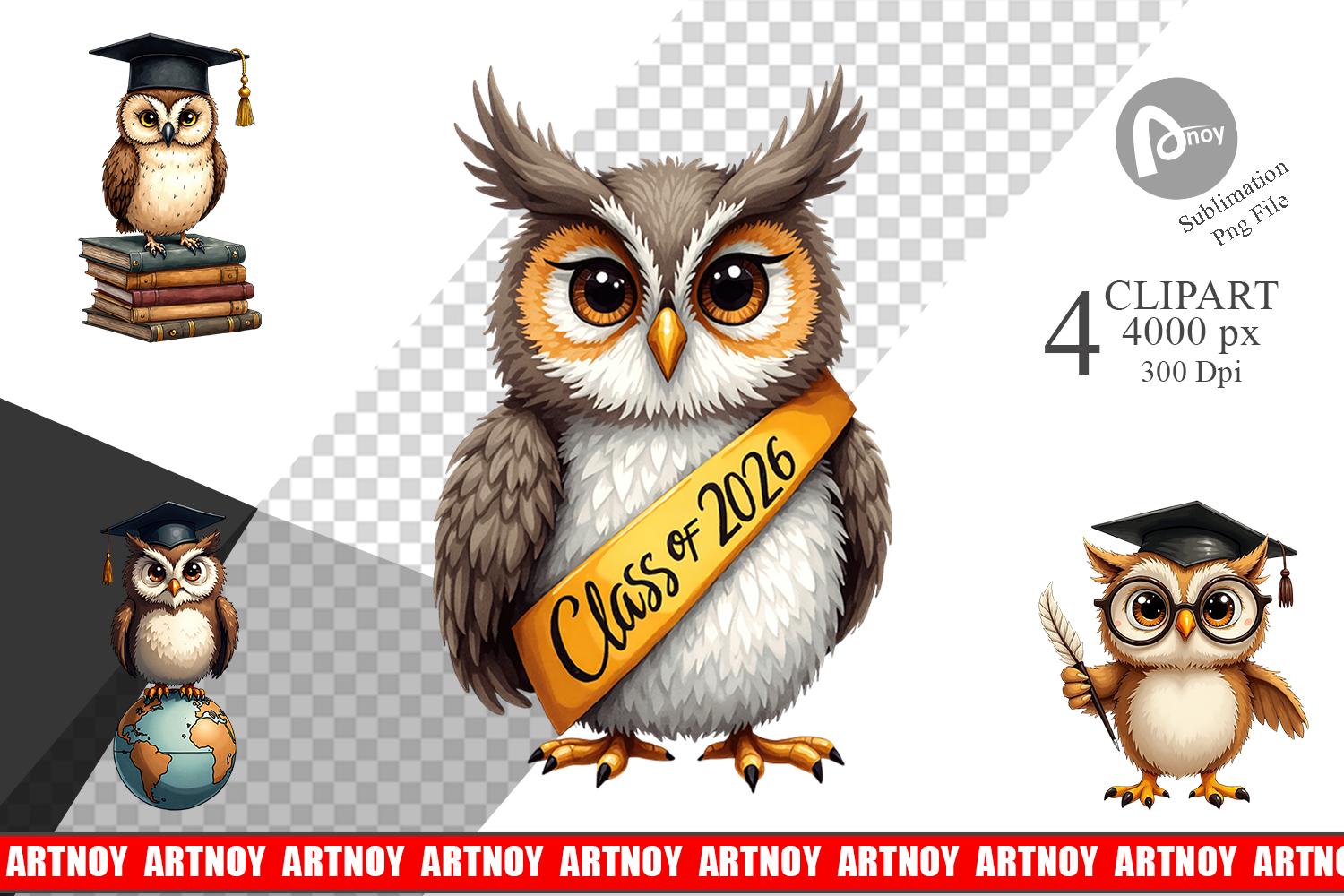 Vintage Graduation Owls Clipart product image 1