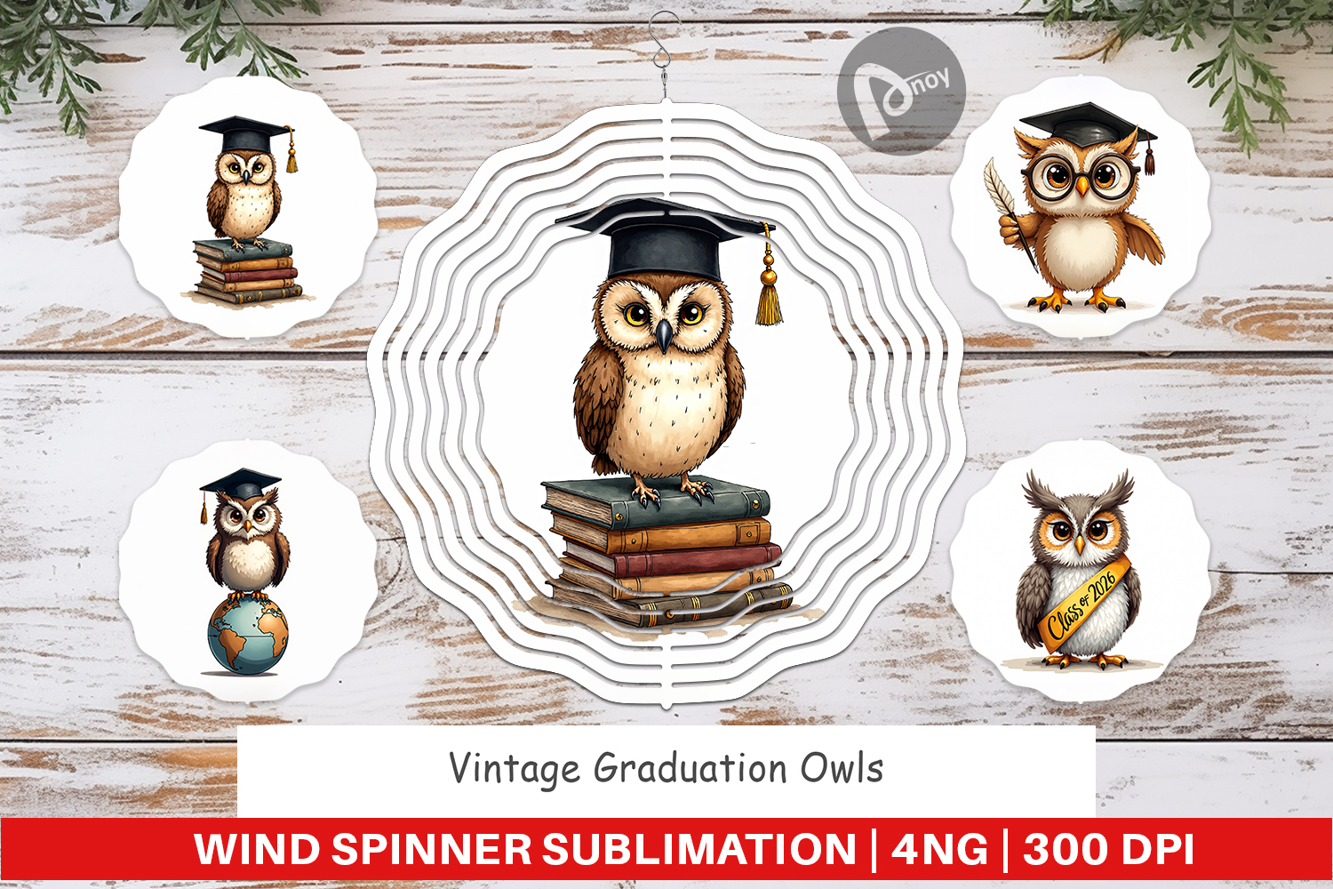 Vintage Graduation Owls Wind Spinner product image 1