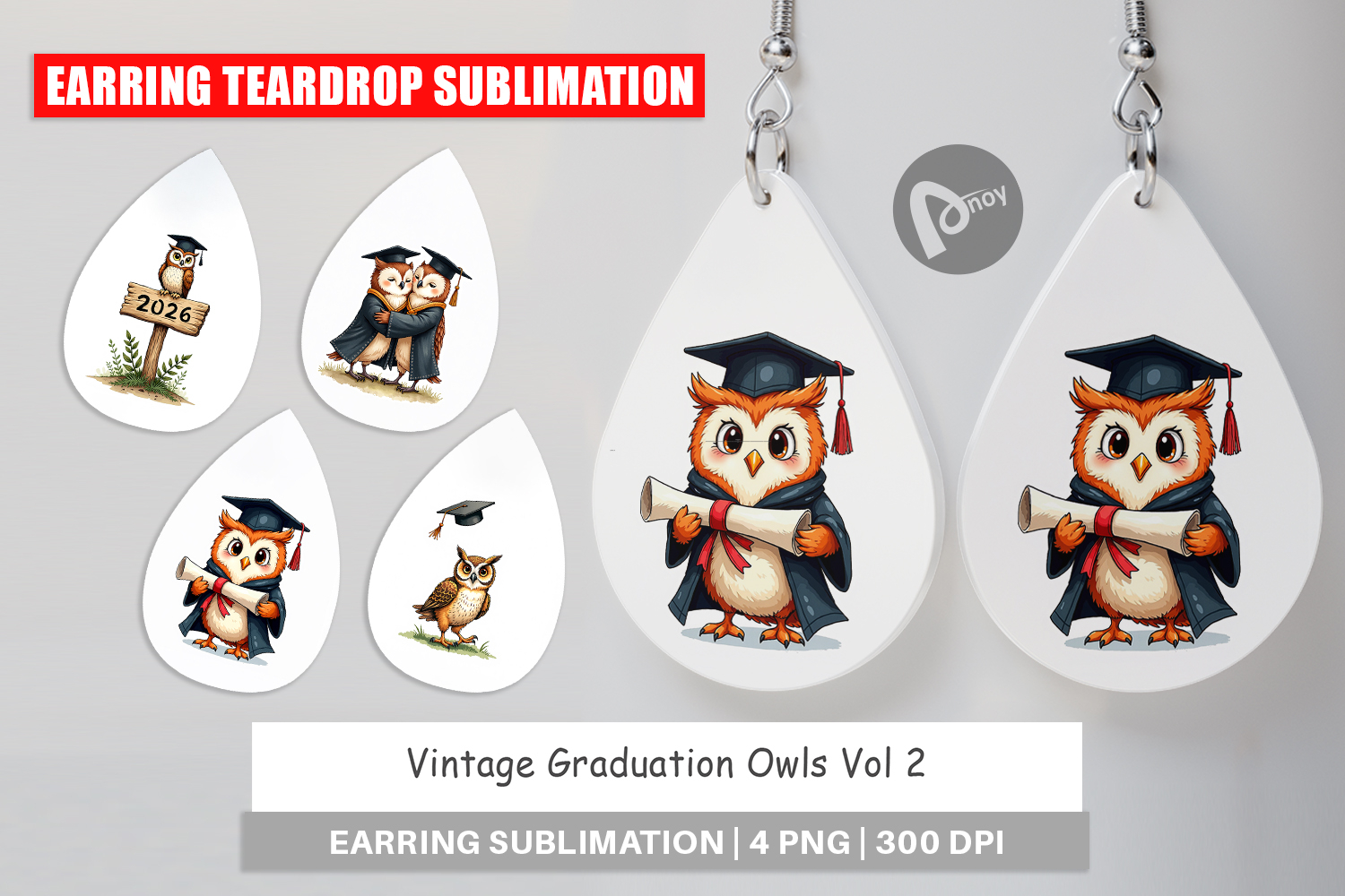 Vintage Graduation Owls Earring product image 1