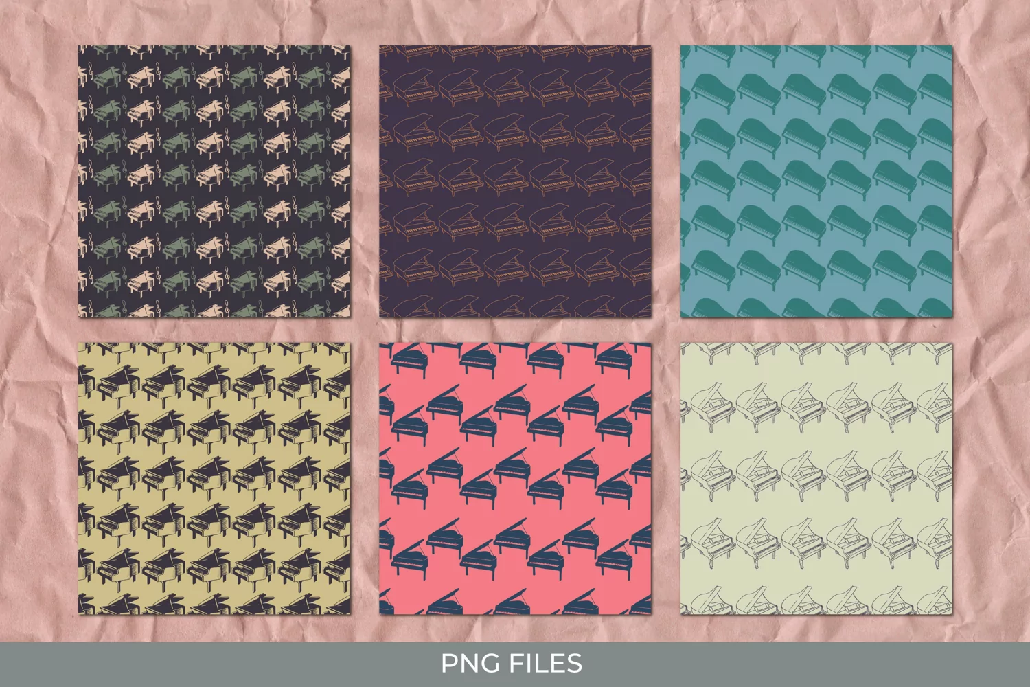 Vintage Grand Piano Seamless Pattern Paper Packs product image 1