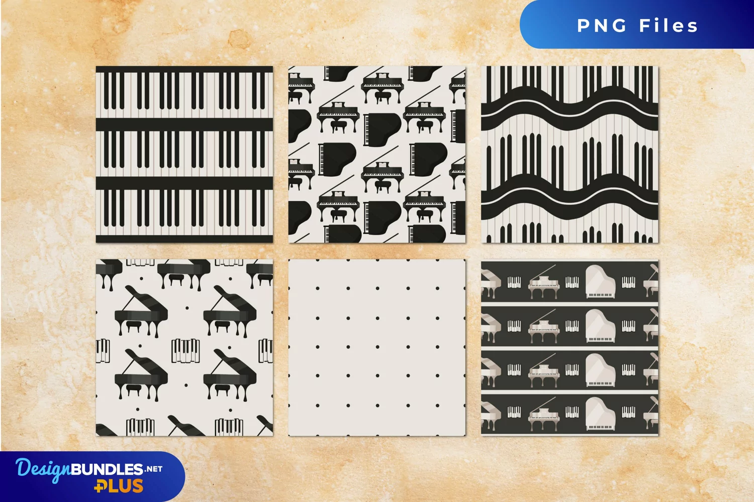Vintage Grand Piano Seamless Pattern Paper Packs product image 1