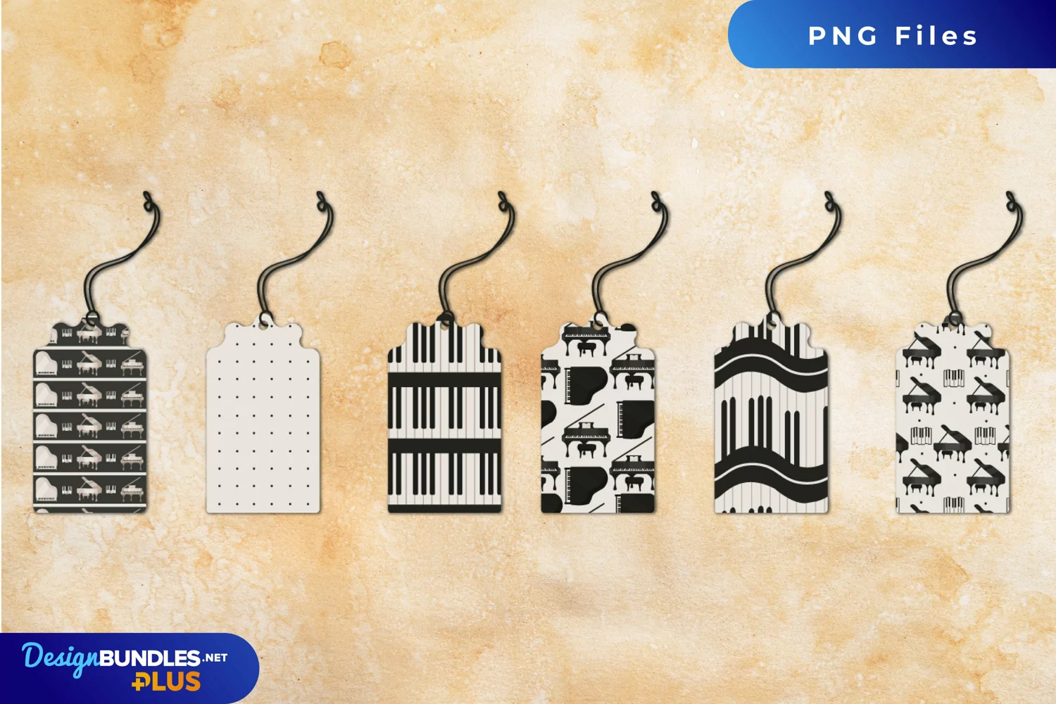 Vintage Grand Piano Seamless Pattern Shaped Tags product image 1