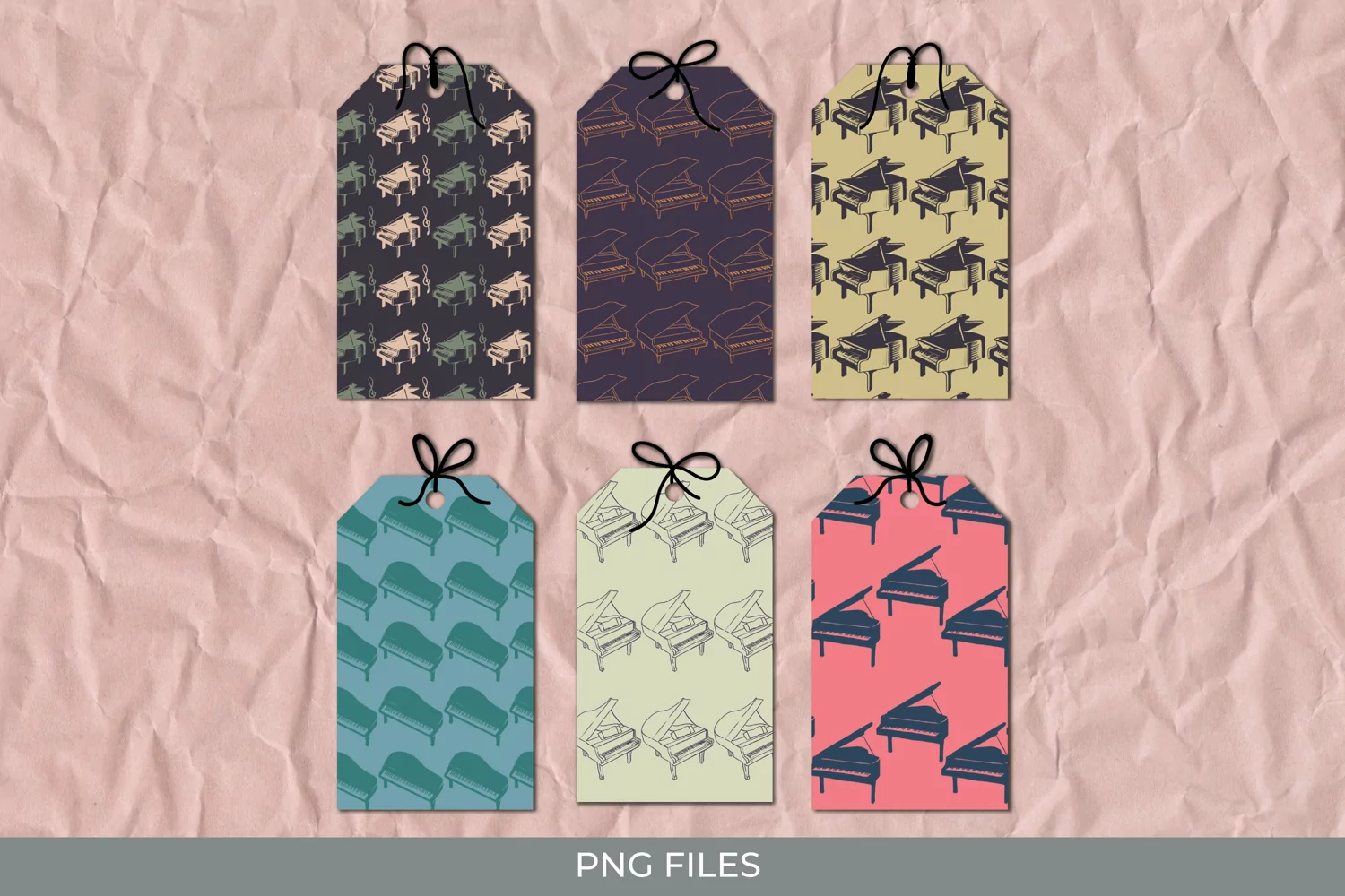 Vintage Grand Piano Seamless Pattern Shaped Tags product image 1