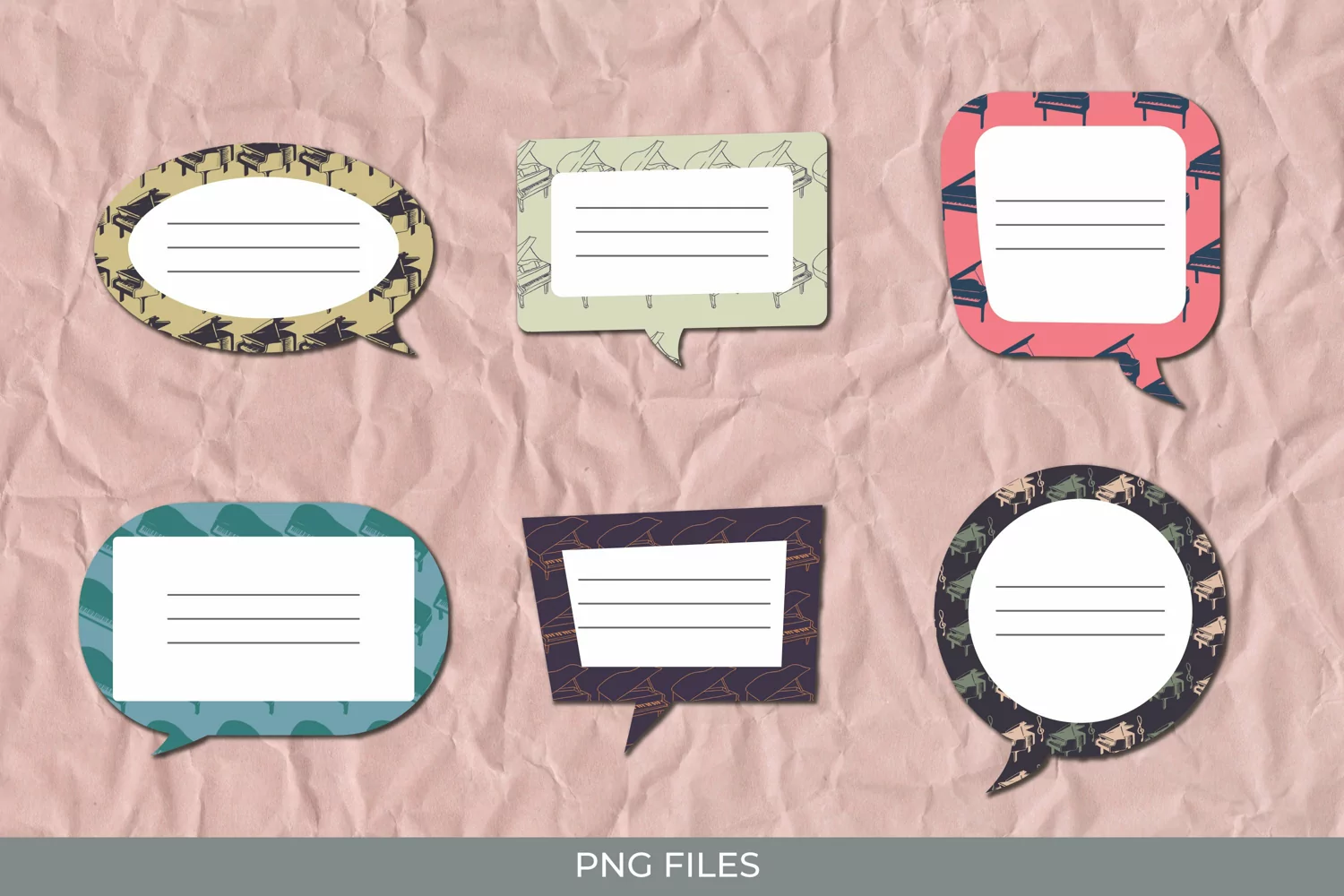 Vintage Grand Piano Seamless Pattern Speech Bubbles product image 1