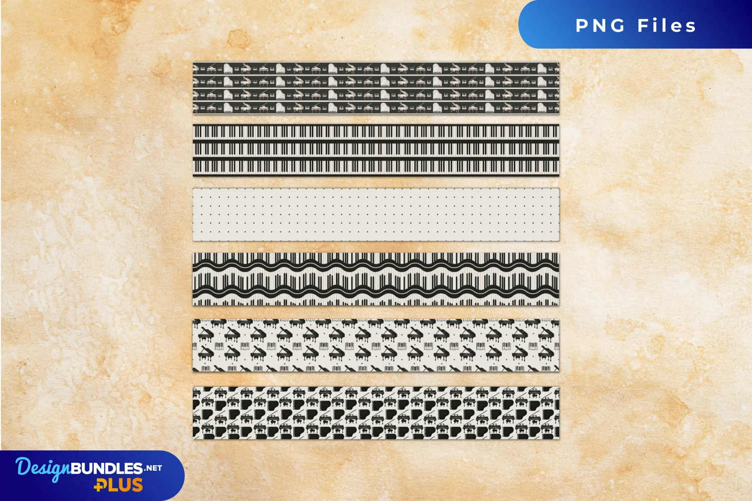 Vintage Grand Piano Seamless Pattern Strips product image 1