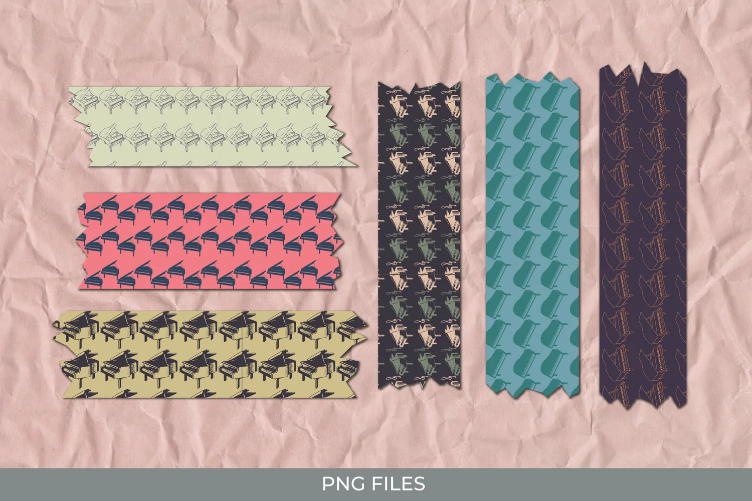 Vintage Grand Piano Seamless Pattern Tape product image 1