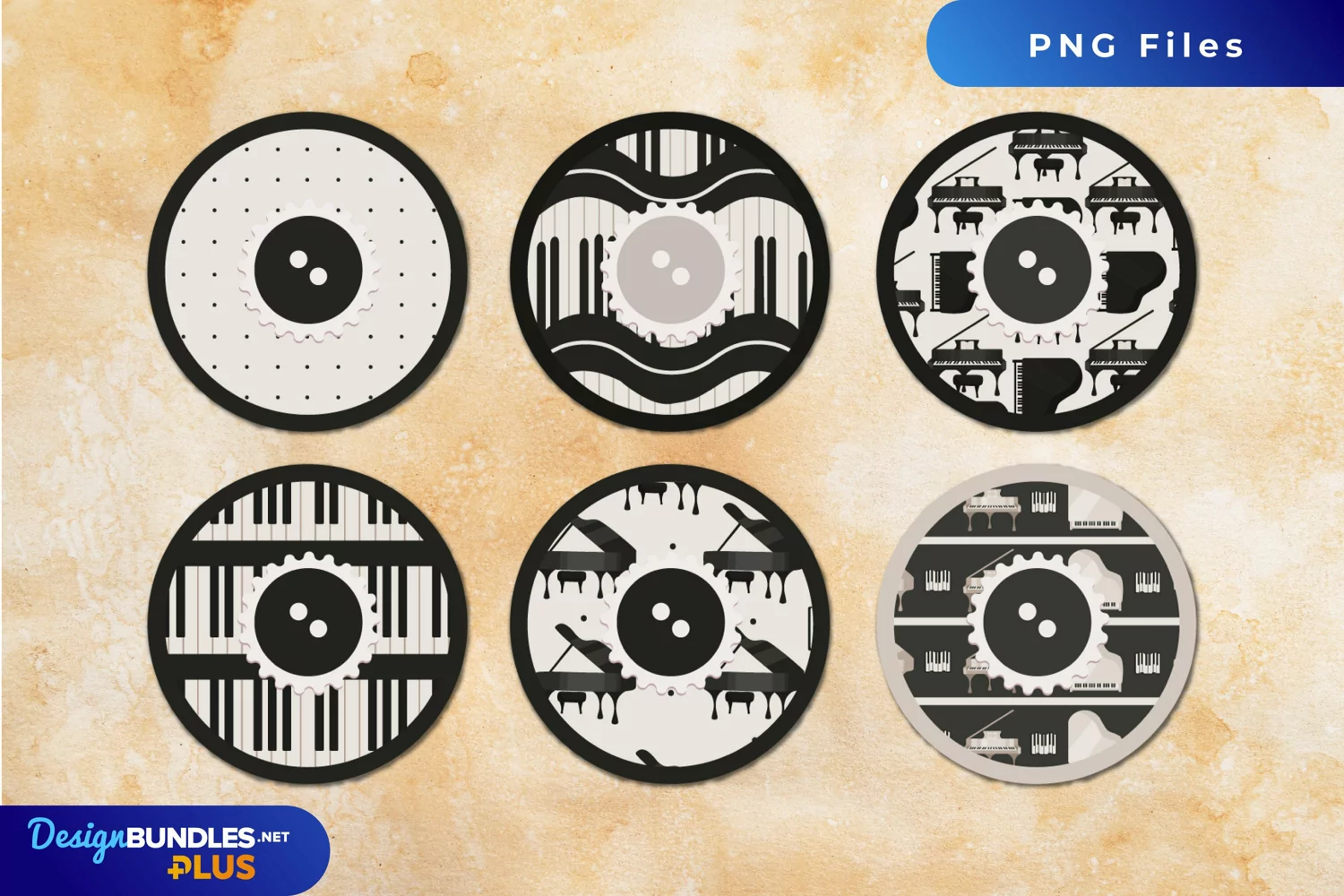 Vintage Grand Piano Seamless Pattern with Buttons product image 1