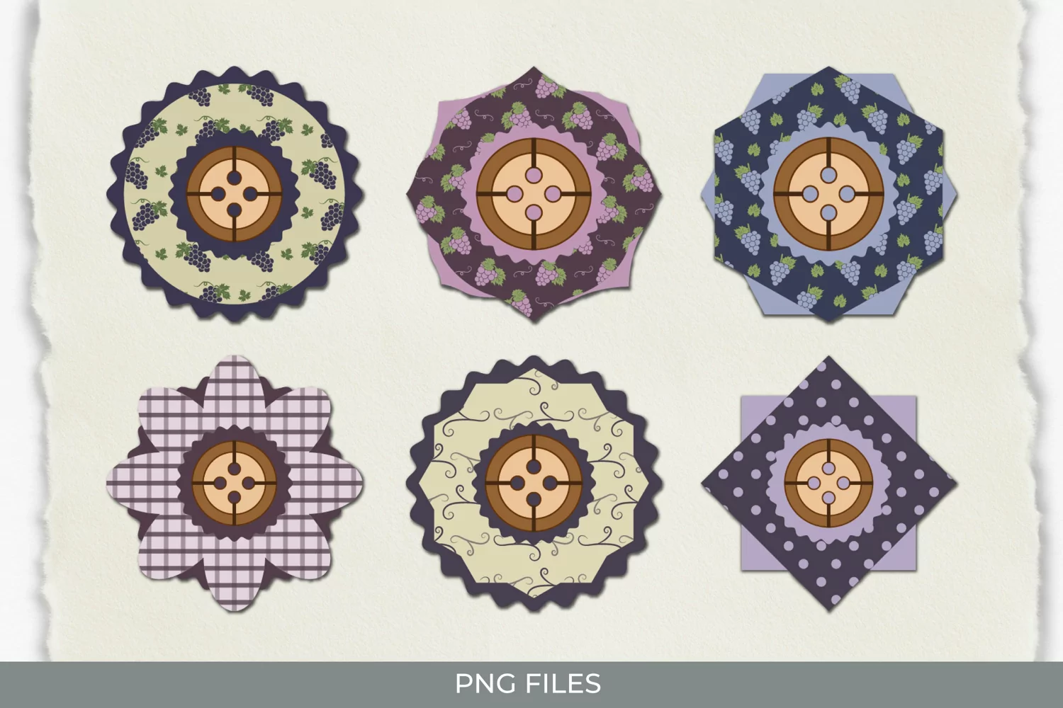 Vintage Grape Seamless Pattern with Buttons product image 1