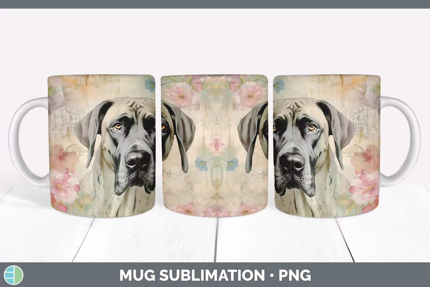 GorgeousDecoupage Great Danes Mug Wrap design.