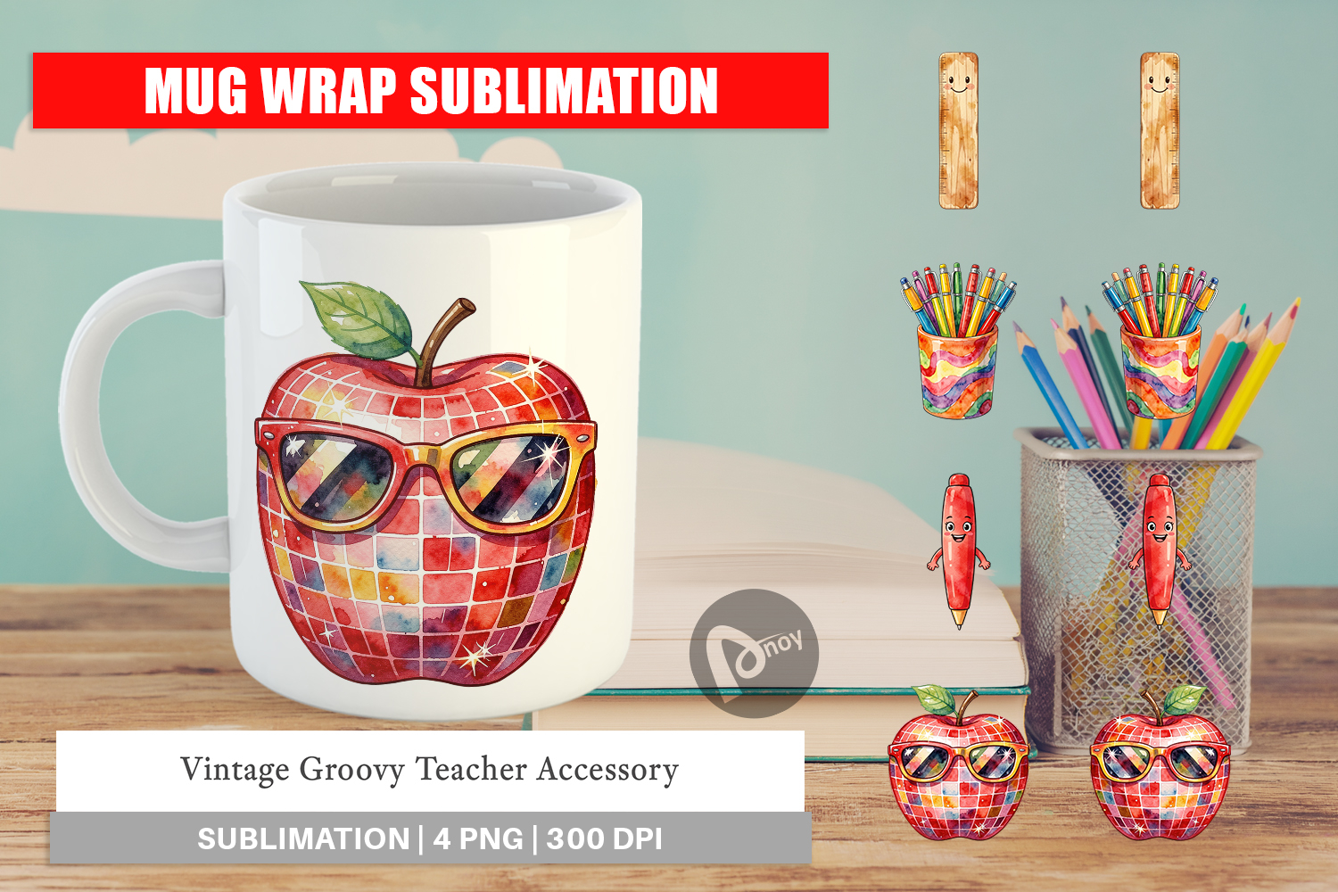 Groovy Teacher Accessory Mug Wrap product image 1