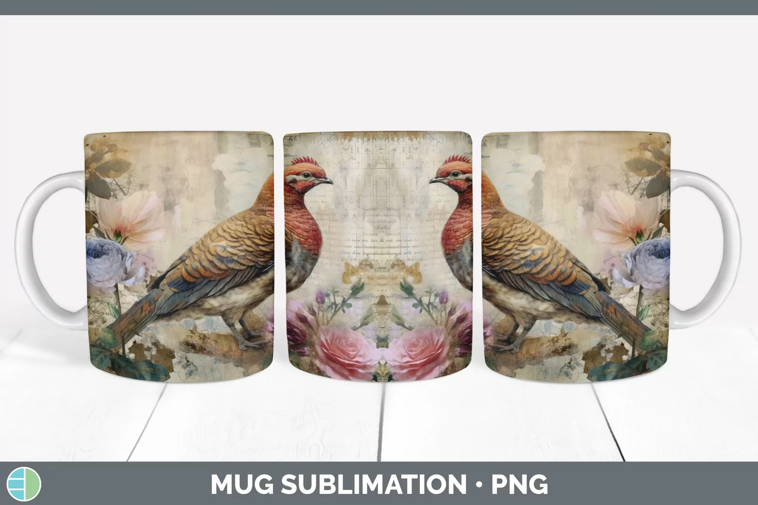 GorgeousDecoupage Grouse Mug Wrap design.