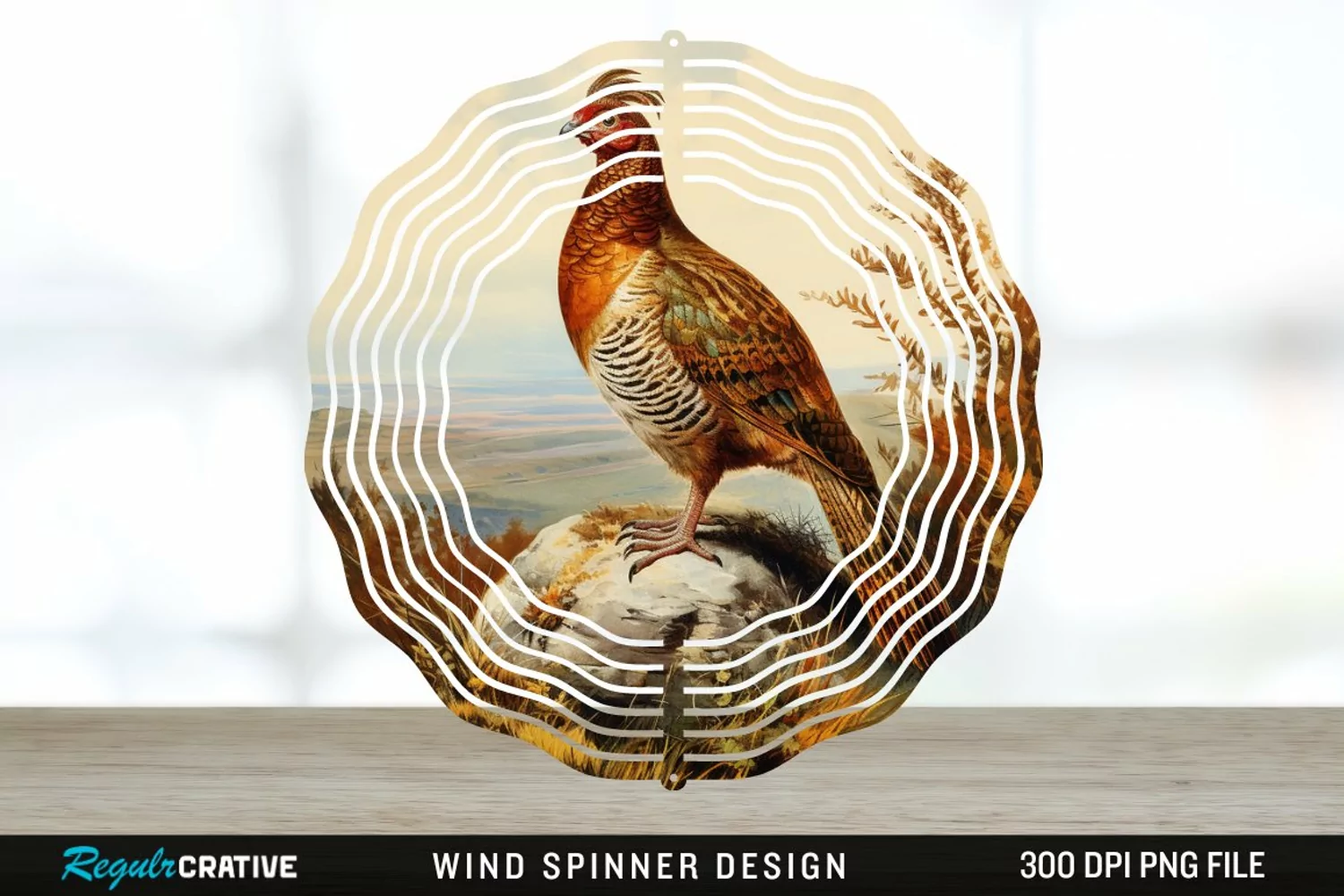 Vintage Grouse Wind Spinner Sublimation Design PNG product image 1