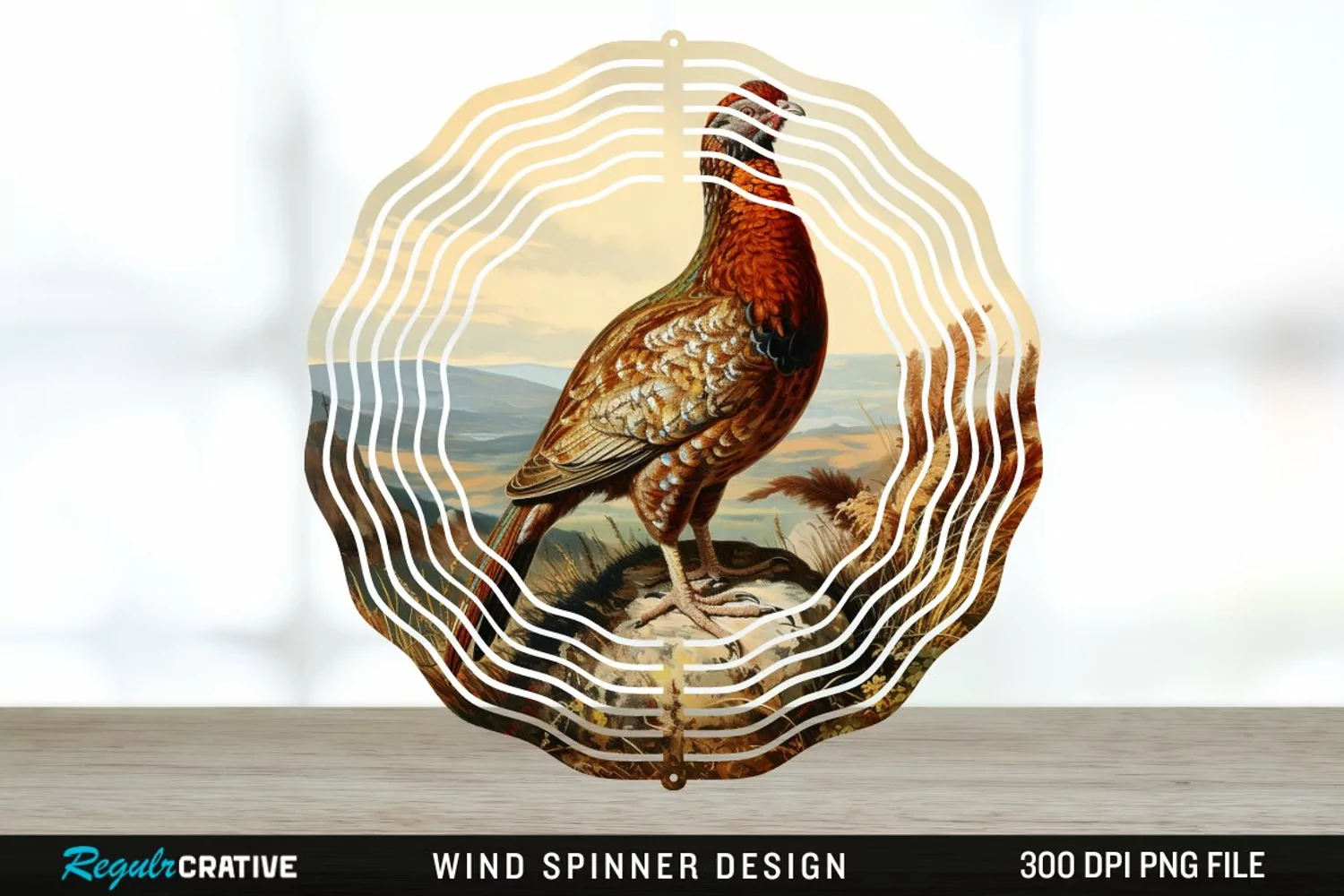 Vintage Grouse Wind Spinner Sublimation Design PNG product image 1