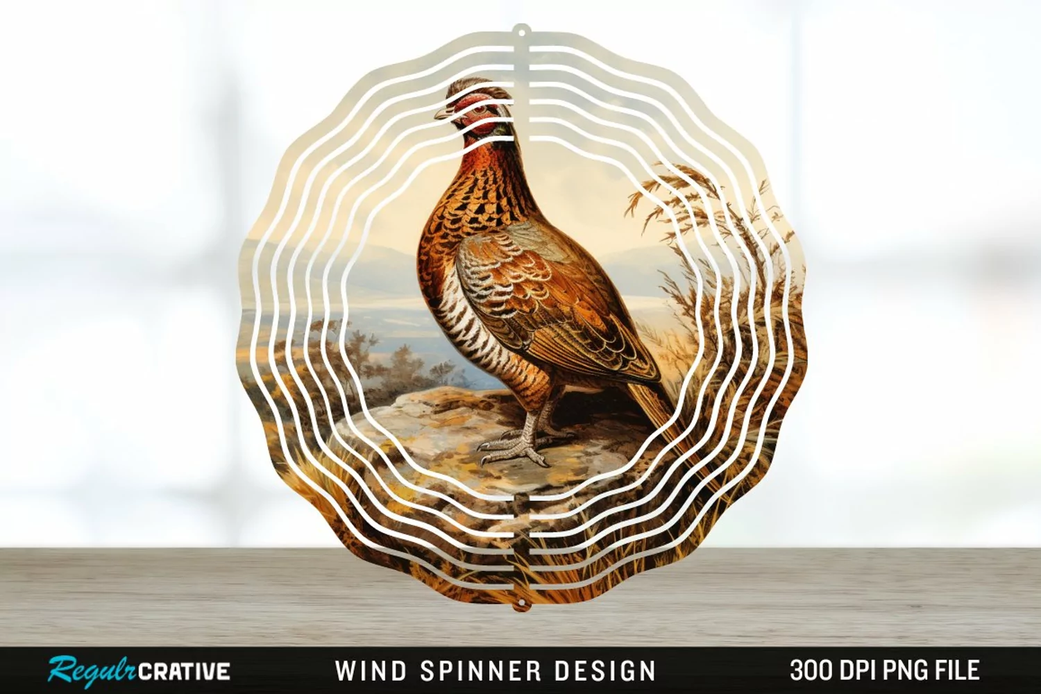 Vintage Grouse Wind Spinner Sublimation Design PNG product image 1