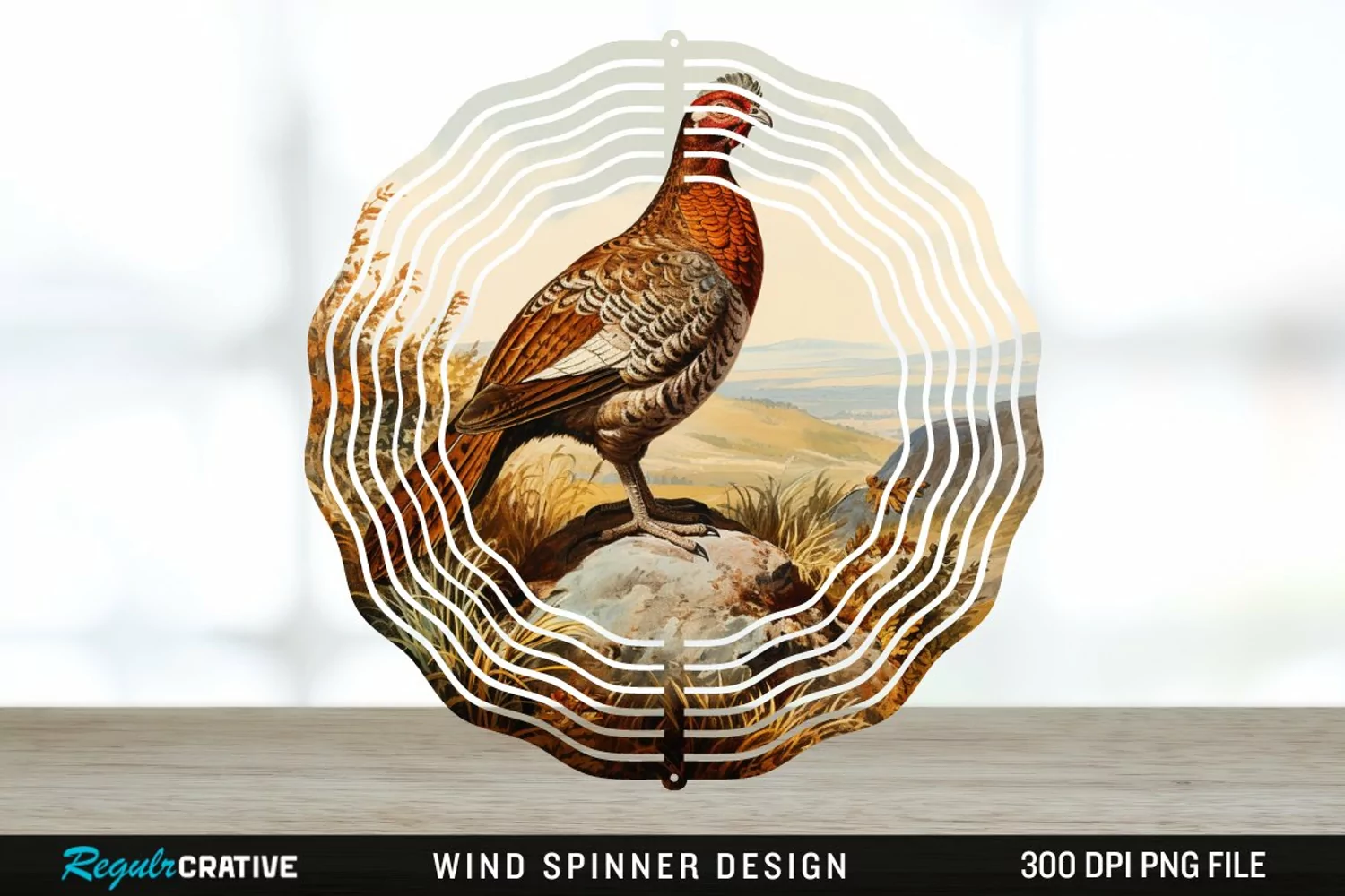 Vintage Grouse Wind Spinner Sublimation Design PNG product image 1