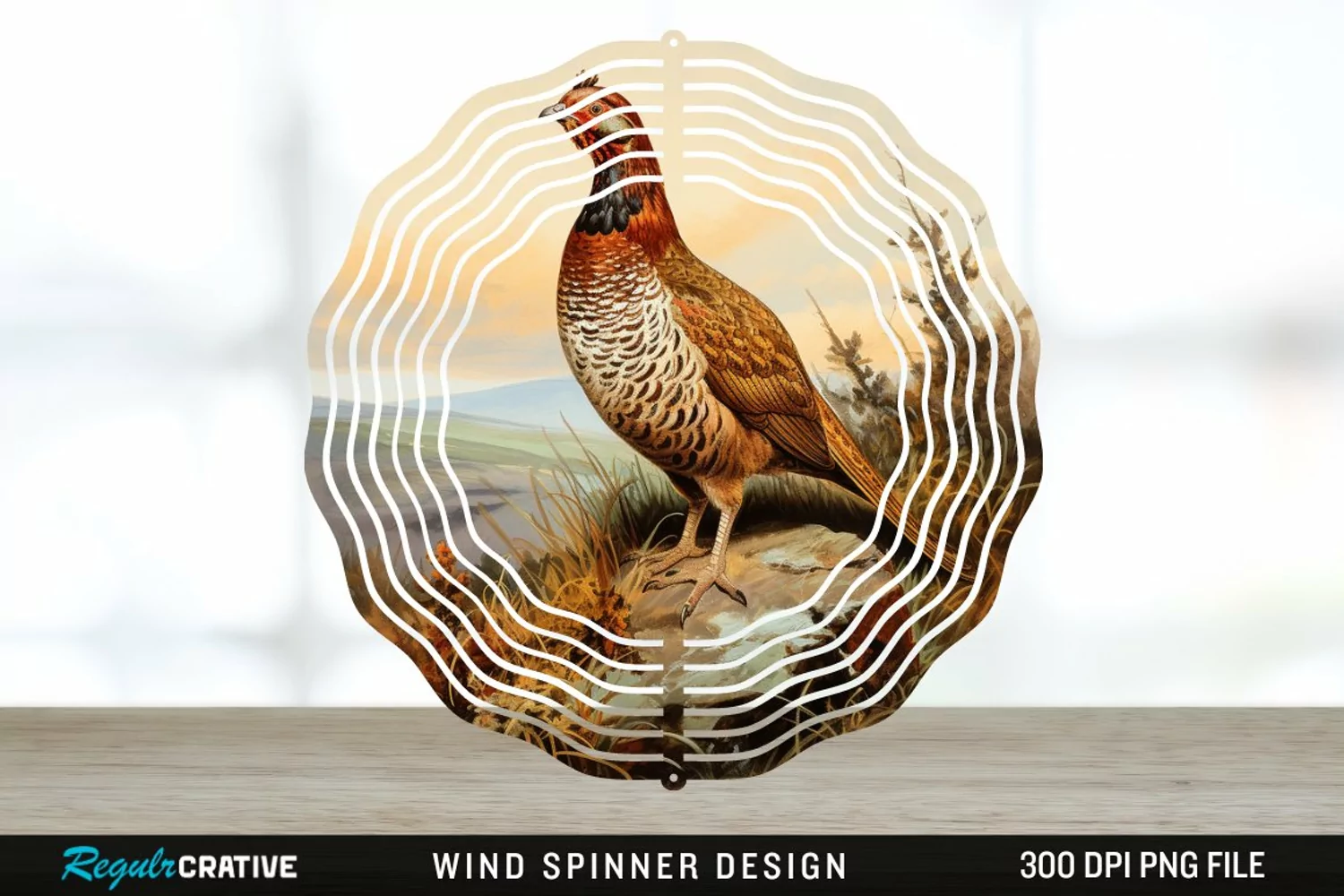 Vintage Grouse Wind Spinner Sublimation Design PNG product image 1
