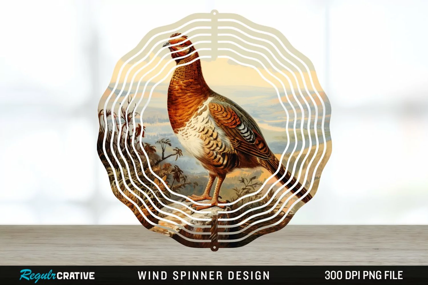 Vintage Grouse Wind Spinner Sublimation Design PNG product image 1