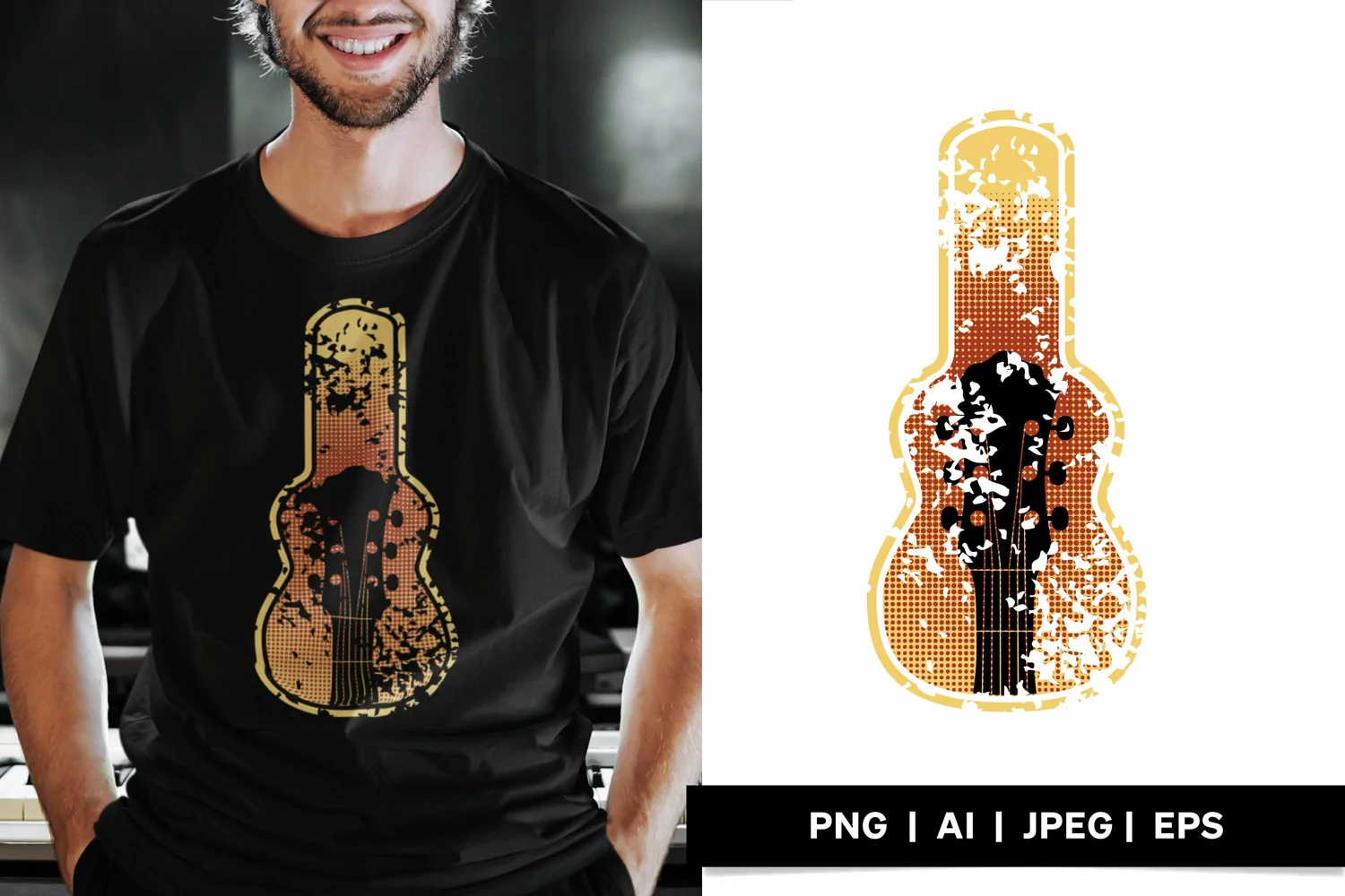 Guitar Case and Headstock in Vintage Gradient Color Design product image 1