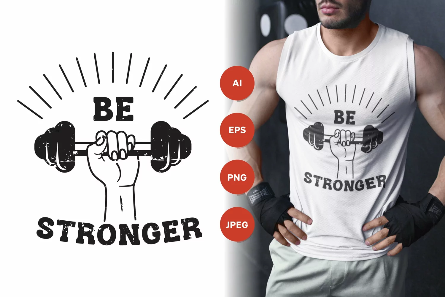 Be Stronger Text with Hand Holding a Dumbbell Illustration product image 1