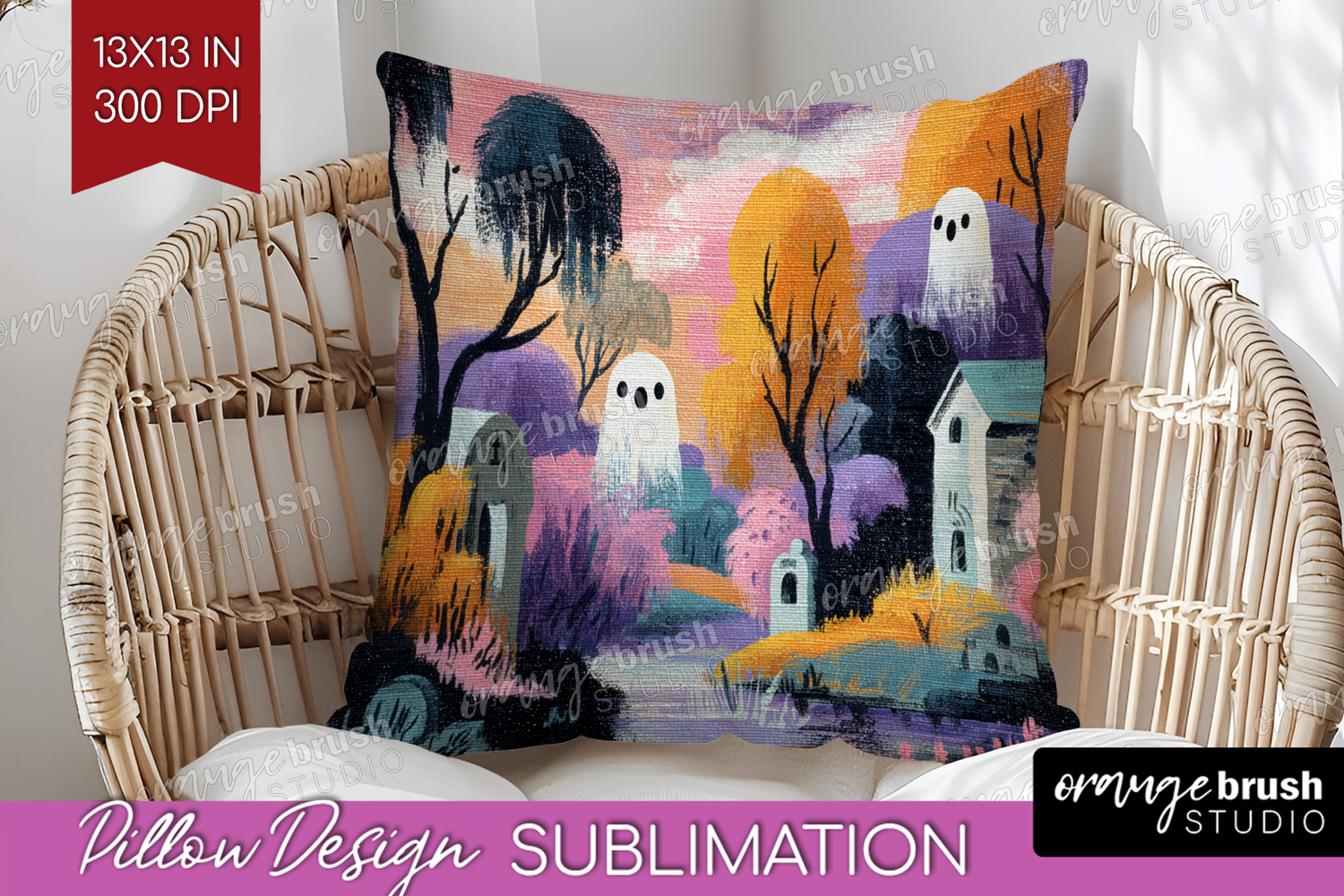 Retro Halloween Pillow Sublimation - Vintage Pillow Cover product image 1
