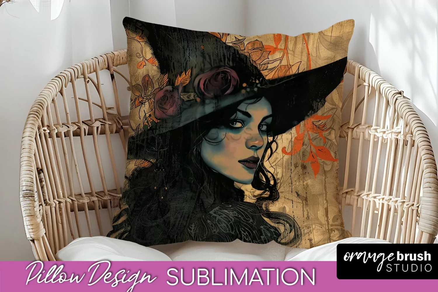 Vintage Halloween Pillow Sublimation, Spooky Pillow Cover product image 1