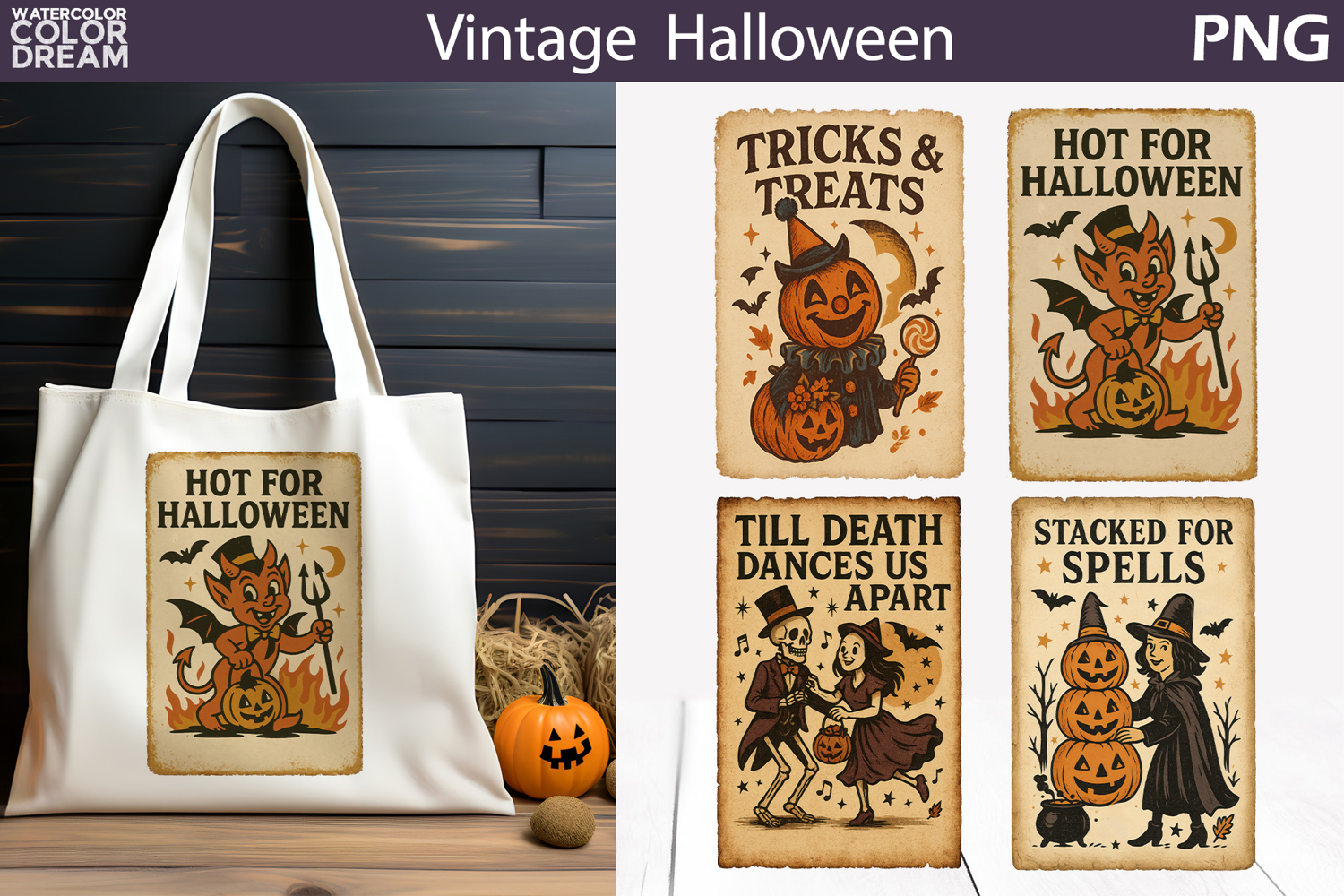 Vintage Halloween Poster | Distressed parchment retro product image 1