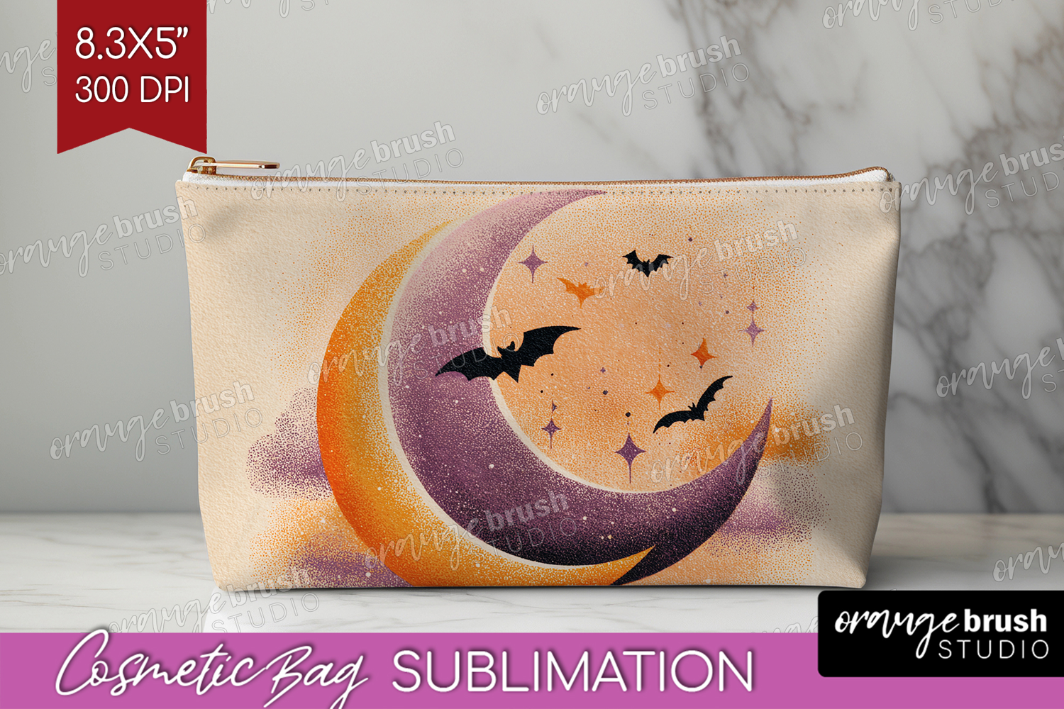Retro Halloween Cosmetic Bag - Vintage Makeup Bag PNG product image 1