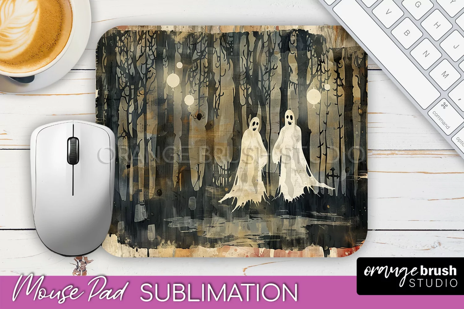 Vintage Halloween Mouse Pad Sublimation - Spooky Halloween product image 1