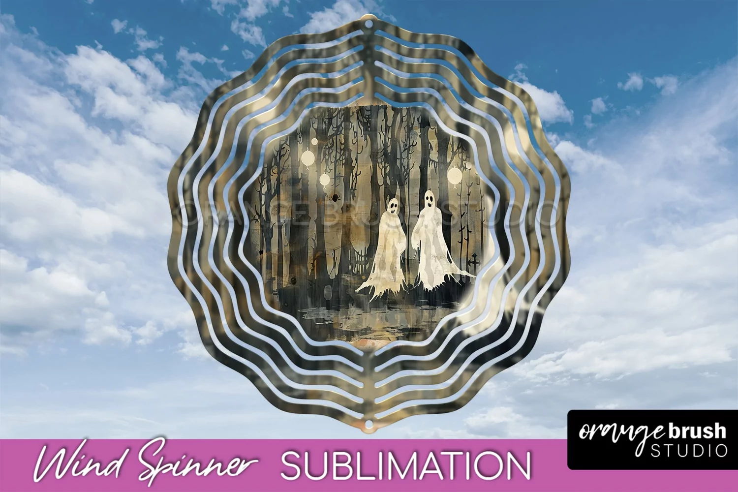 Vintage Halloween Wind Spinner Sublimation - Spooky PNG product image 1