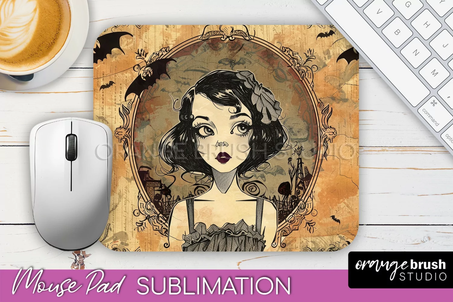 Vintage Halloween Mouse Pad Sublimation - Spooky Halloween product image 1